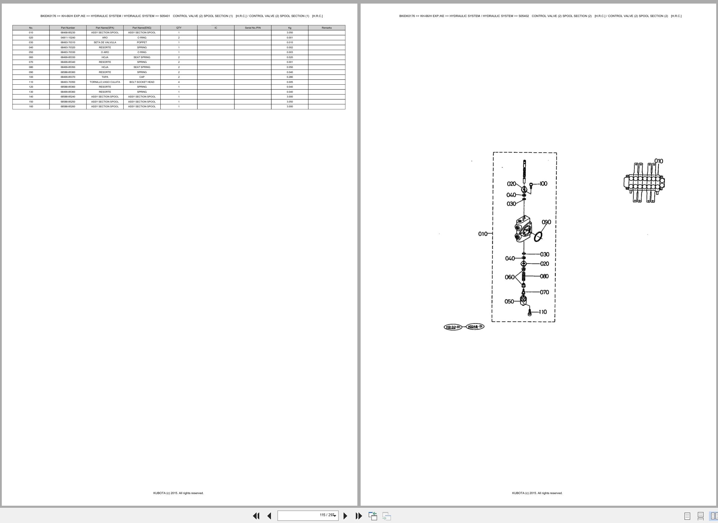 Kubota Excavator KH 66H KH 66EXP KH 66KE Spare Parts Catalog EN ES (2)