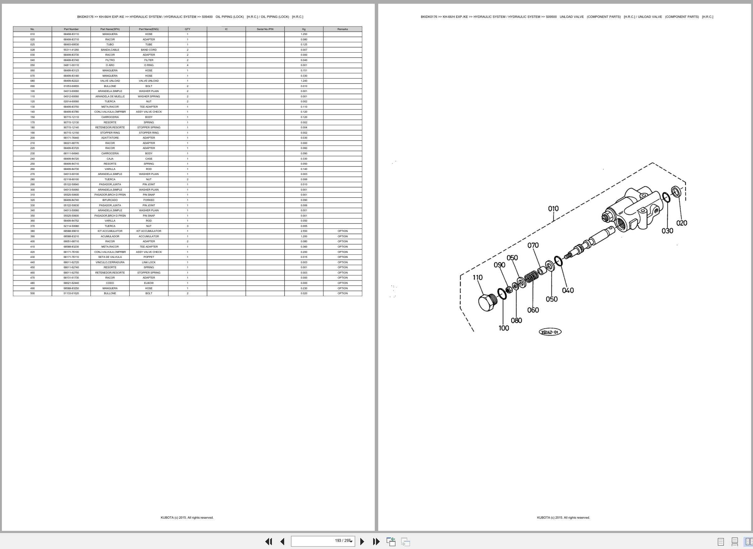 Kubota Excavator KH 66H KH 66EXP KH 66KE Spare Parts Catalog EN ES (3)