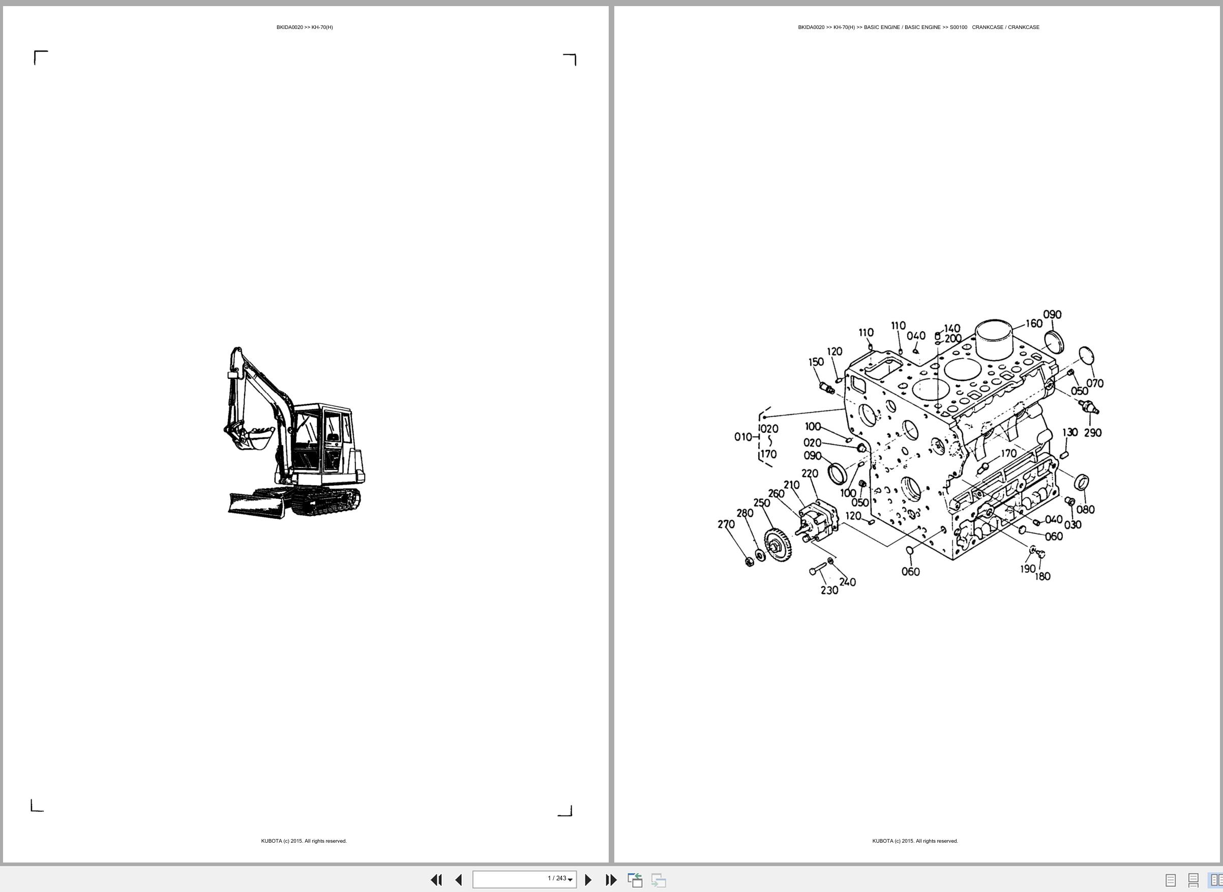 Kubota Excavator KH 70 KH 70H Spare Parts Catalog EN ES (1)