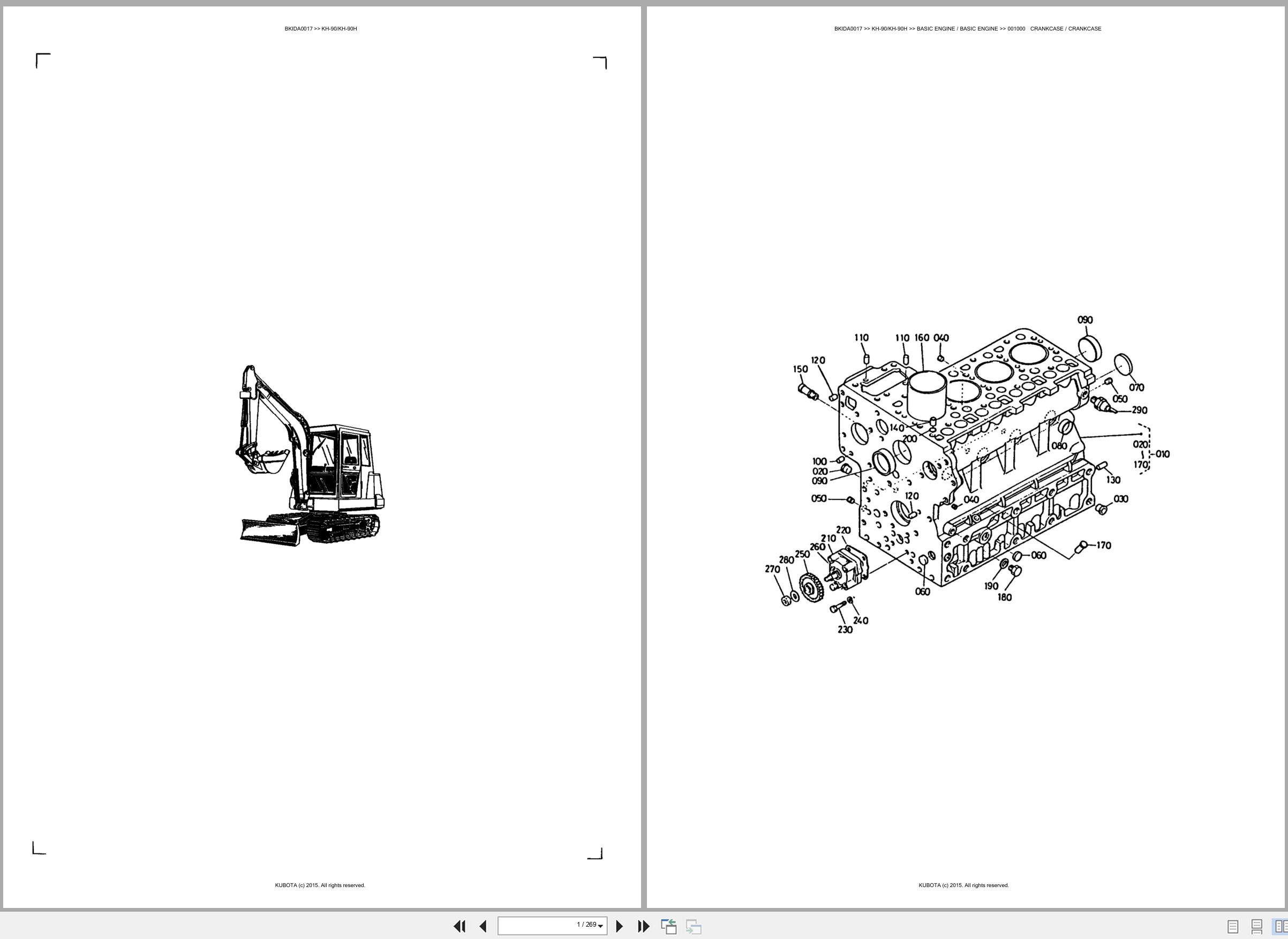 Kubota Excavator KH 90 KH 90H Spare Parts Catalog EN ES (1)