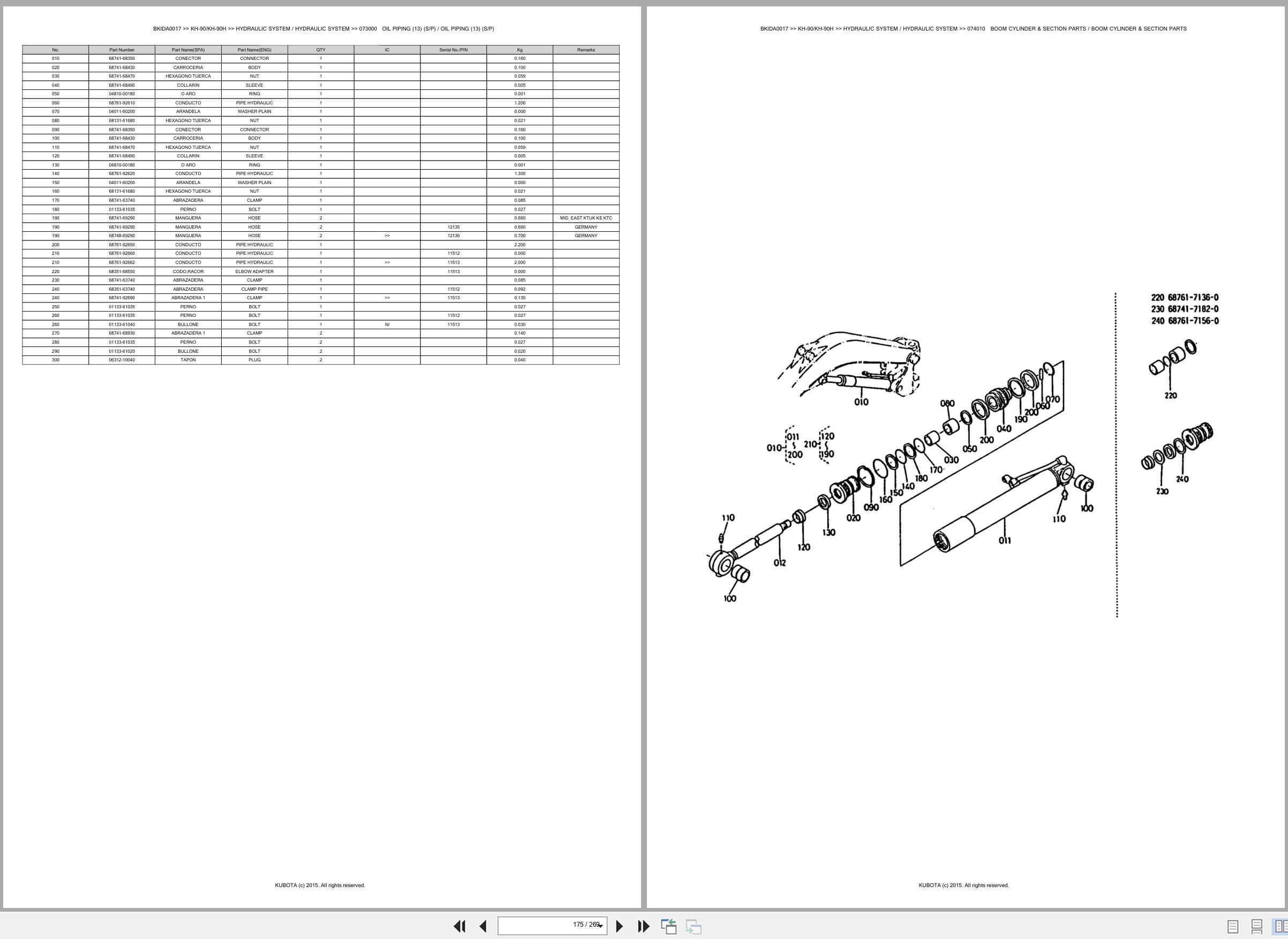 Kubota Excavator KH 90 KH 90H Spare Parts Catalog EN ES (3)