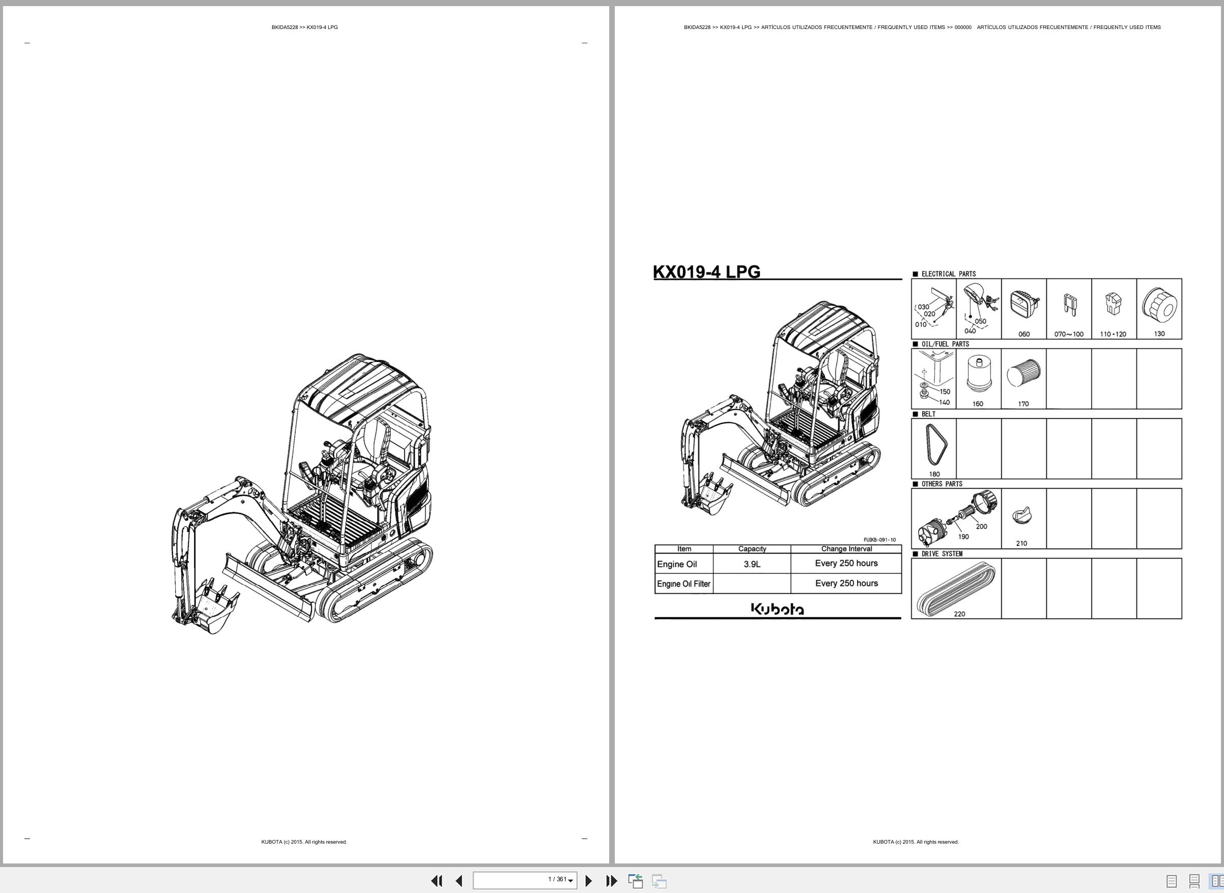 Kubota Excavator KX019 4 LPG Spare Parts Catalog EN ES (1)