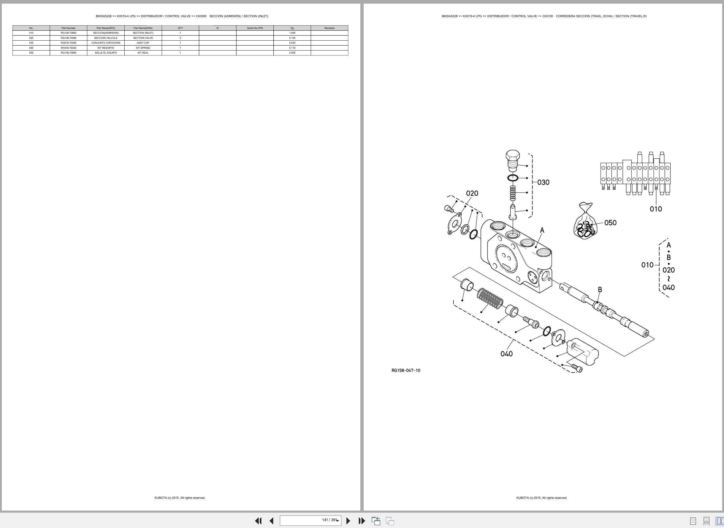 Kubota Excavator KX019 4 LPG Spare Parts Catalog EN ES (2)