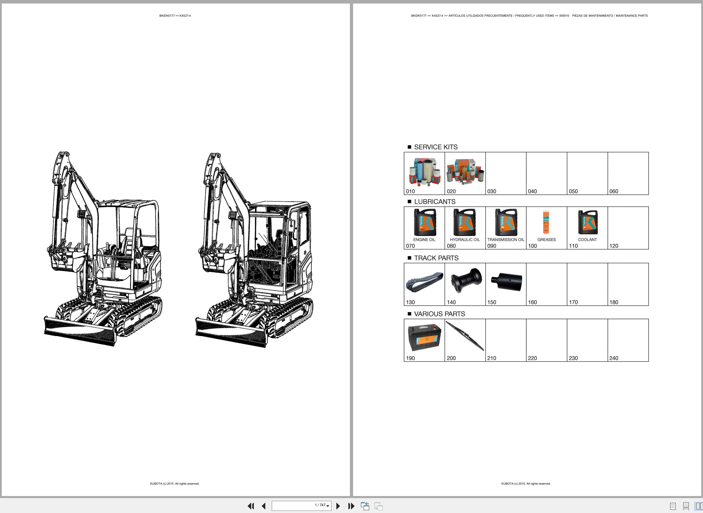 Kubota Excavator KX027 4 Spare Parts Catalog EN ES (1)