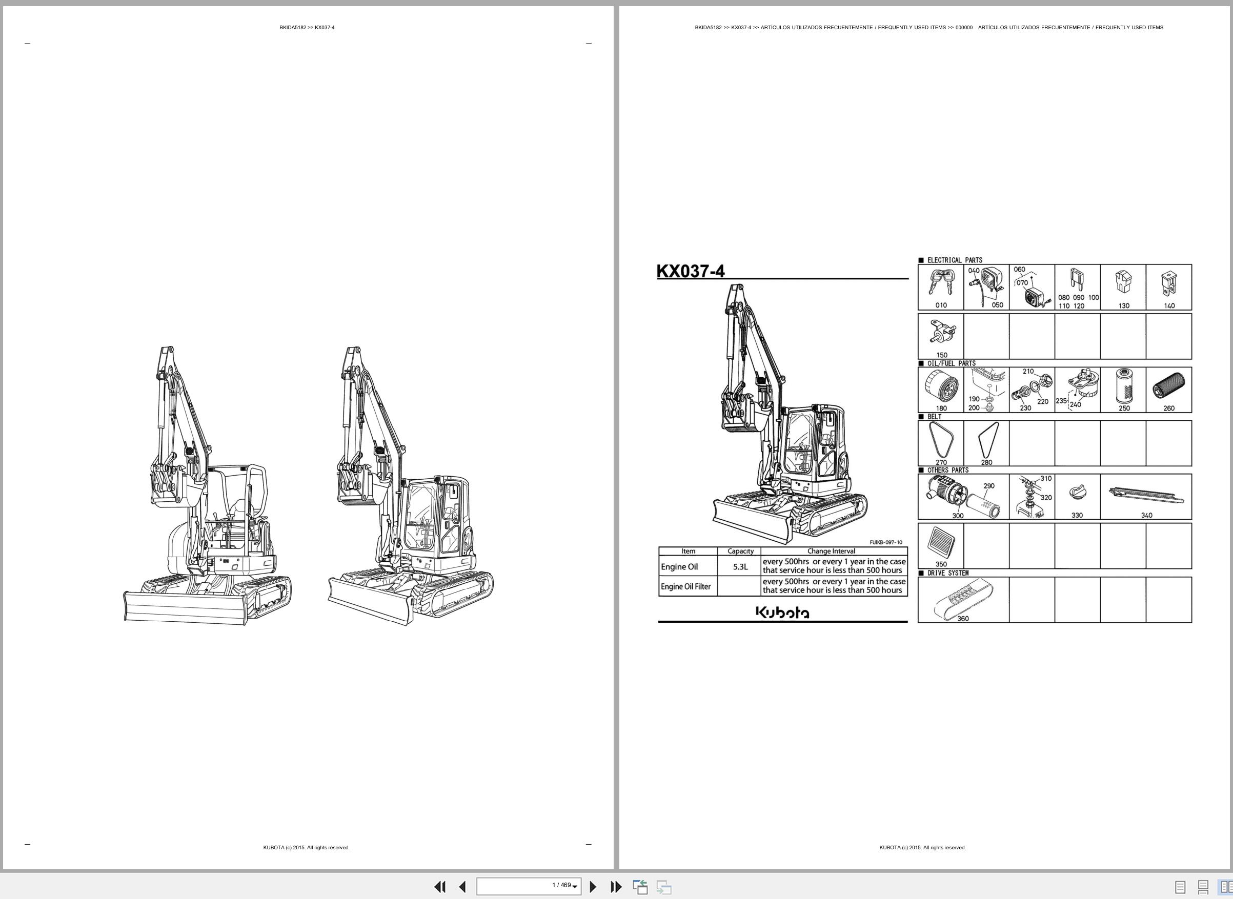 Kubota Excavator KX037 4 Spare Parts Catalog EN ES (1)