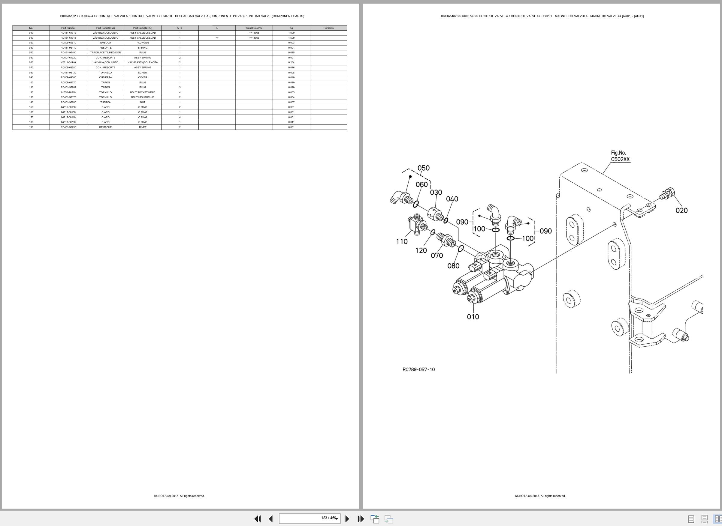 Kubota Excavator KX037 4 Spare Parts Catalog EN ES (2)