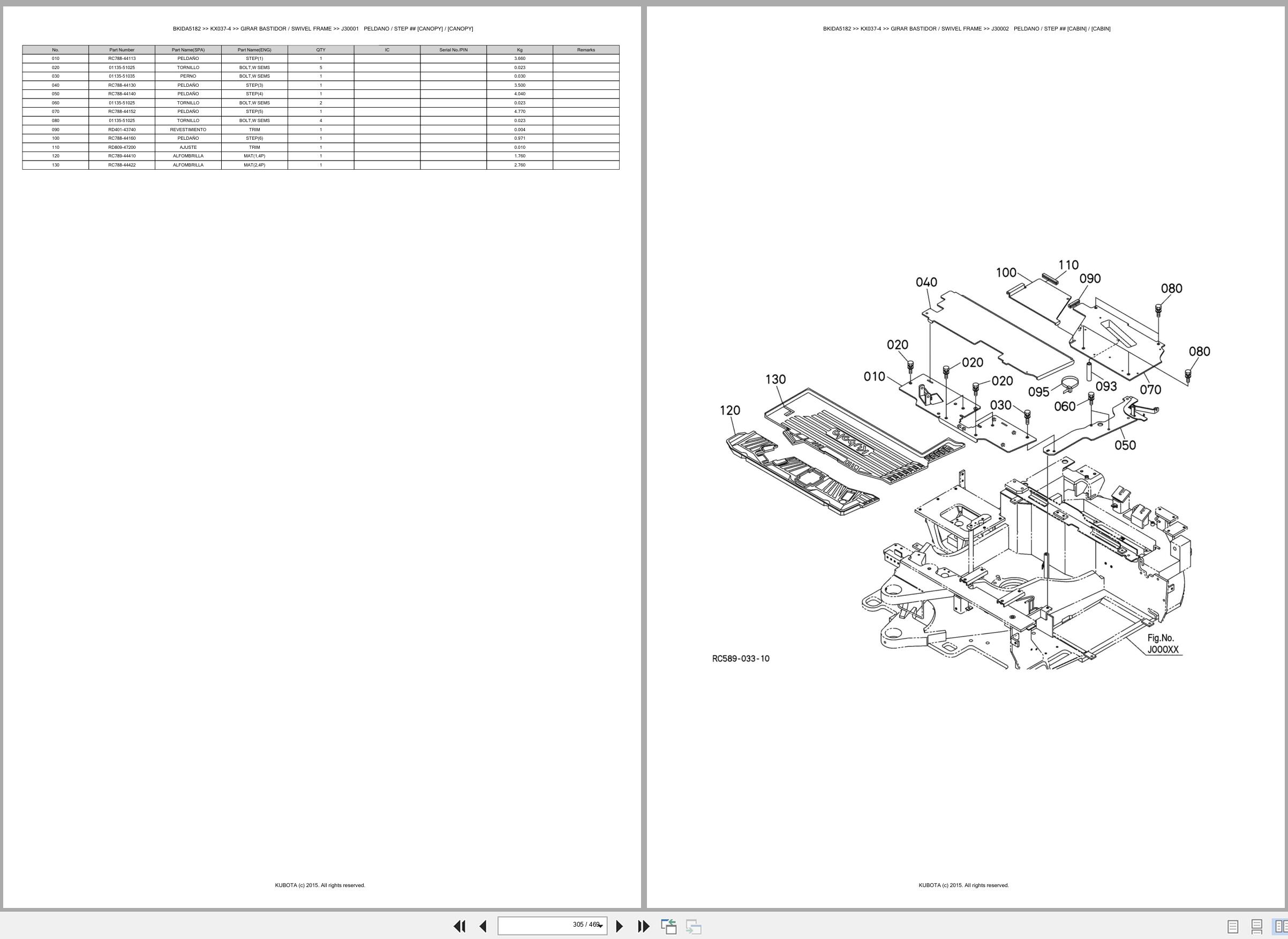 Kubota Excavator KX037 4 Spare Parts Catalog EN ES (3)