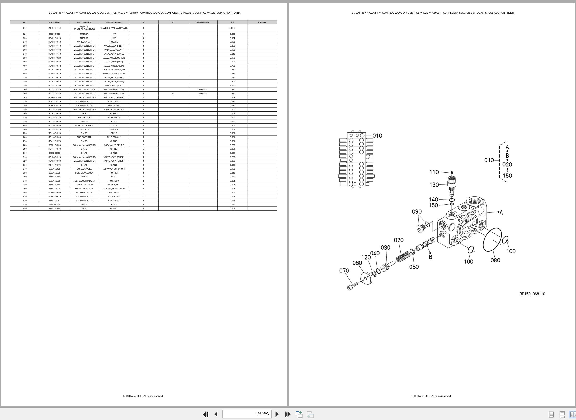 Kubota Excavator KX042 4 Spare Parts Catalog EN ES (2)