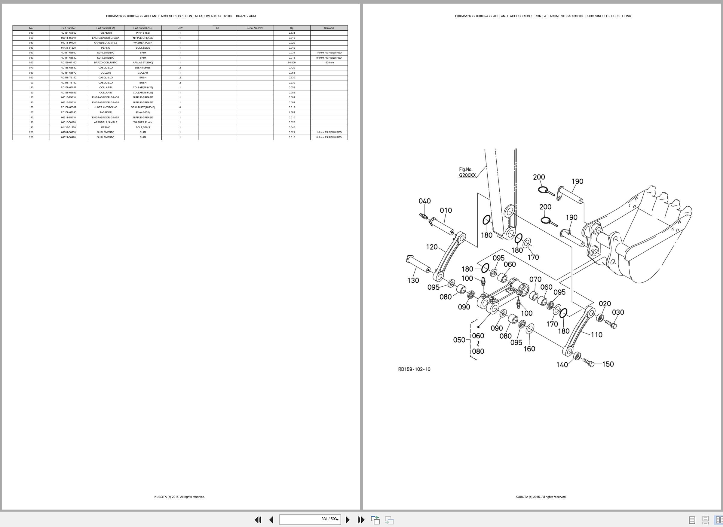 Kubota Excavator KX042 4 Spare Parts Catalog EN ES (3)
