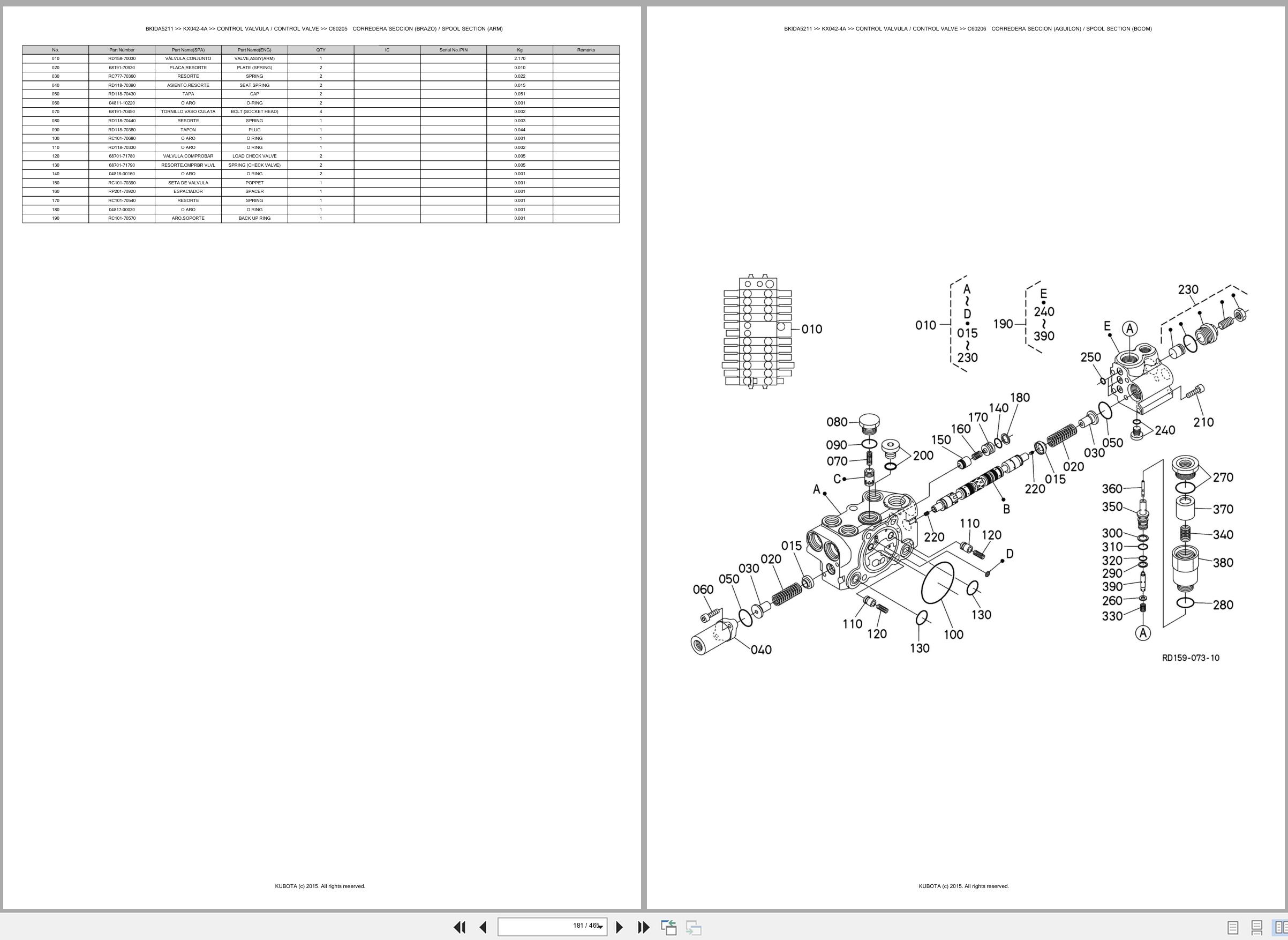 Kubota Excavator KX042 4A Spare Parts Catalog EN ES (2)