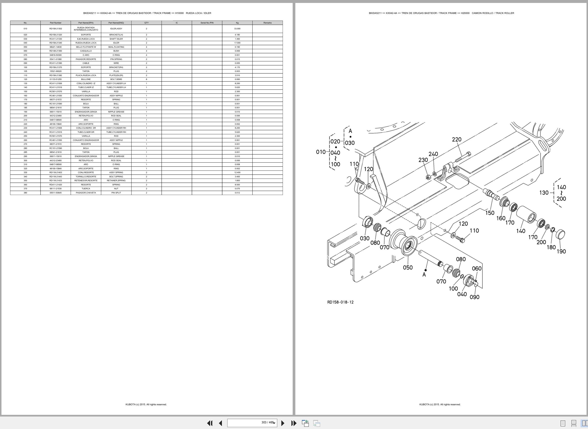 Kubota Excavator KX042 4A Spare Parts Catalog EN ES (3)