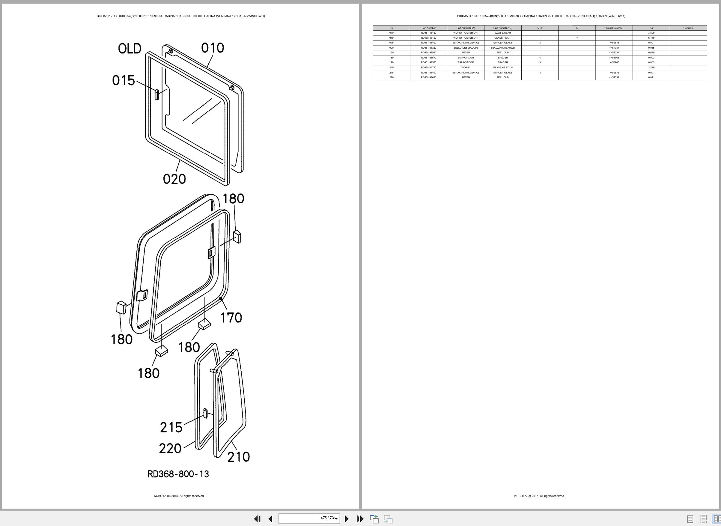 Kubota Excavator KX057 4 50001 79999 Spare Parts Catalog EN ES (3)