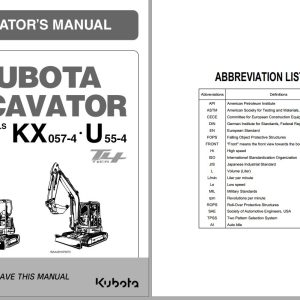 Kubota Excavator KX057 4 U55 4 Tier 4 Operators Manual RD358 8131 6 2009 1