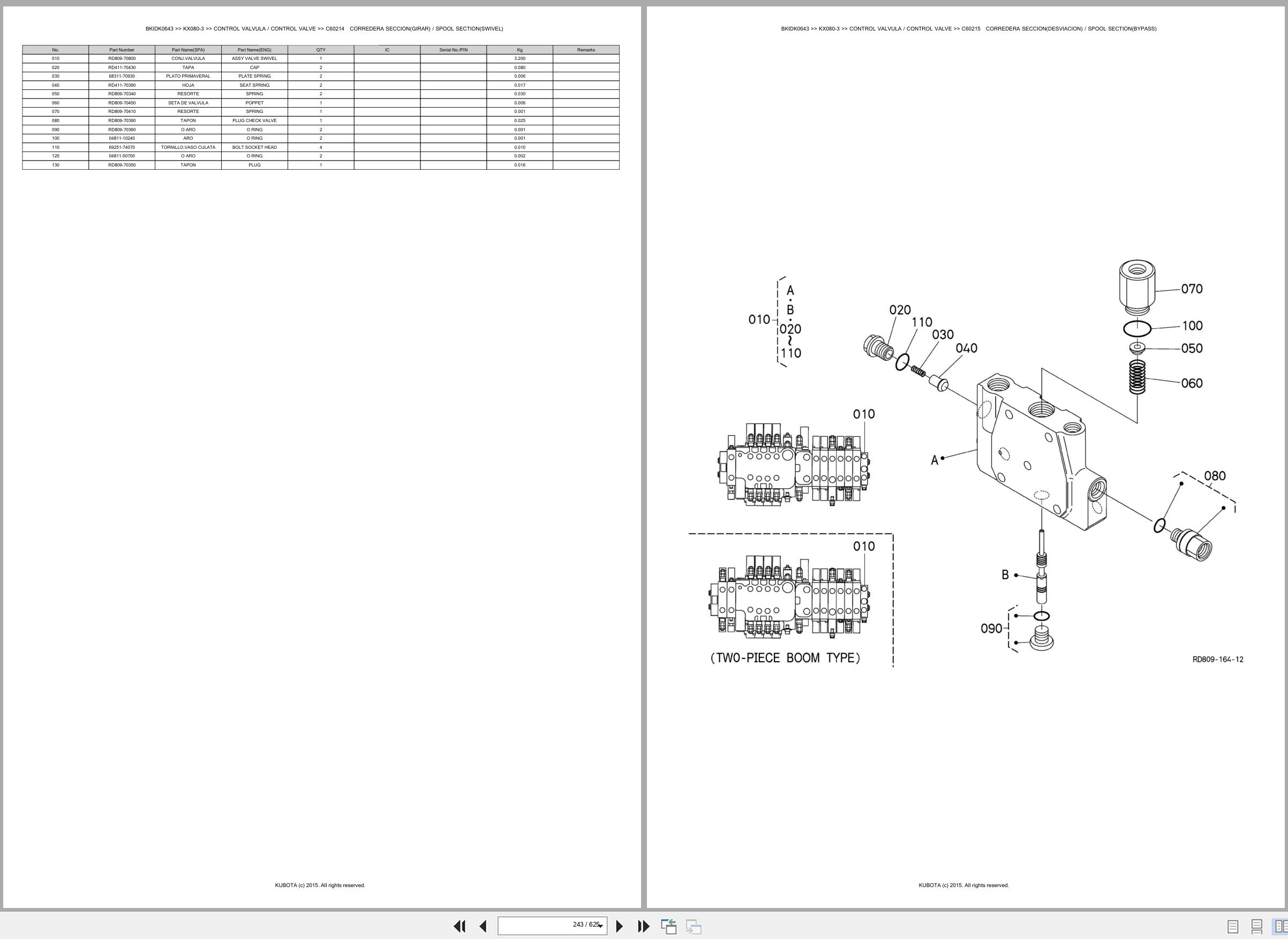 Kubota Excavator KX080 3 Spare Parts Catalog EN ES (2)