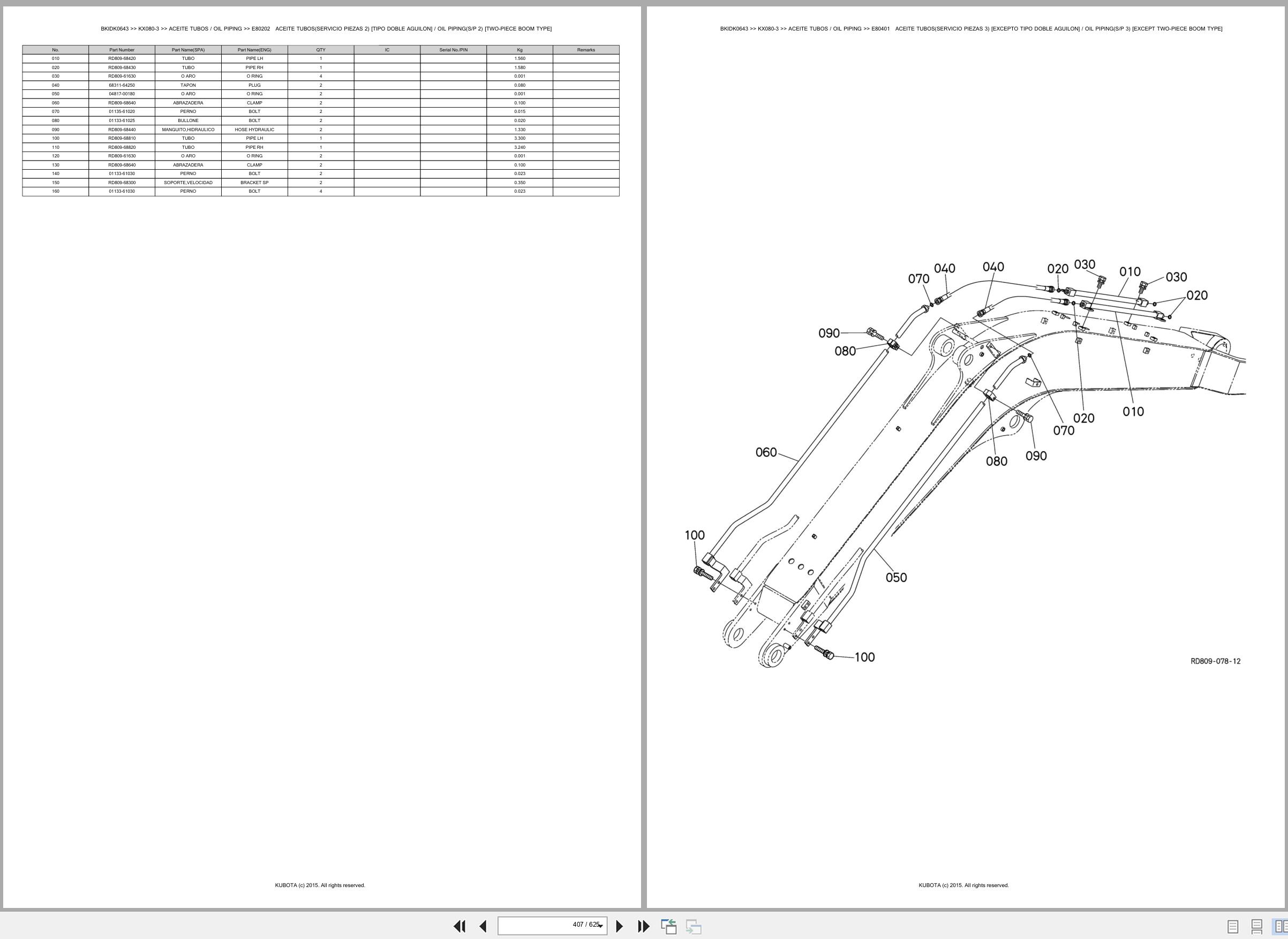 Kubota Excavator KX080 3 Spare Parts Catalog EN ES (3)