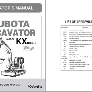 Kubota Excavator KX080 3 Tier 4 Operators Manual RD819 8131 7 2007 1