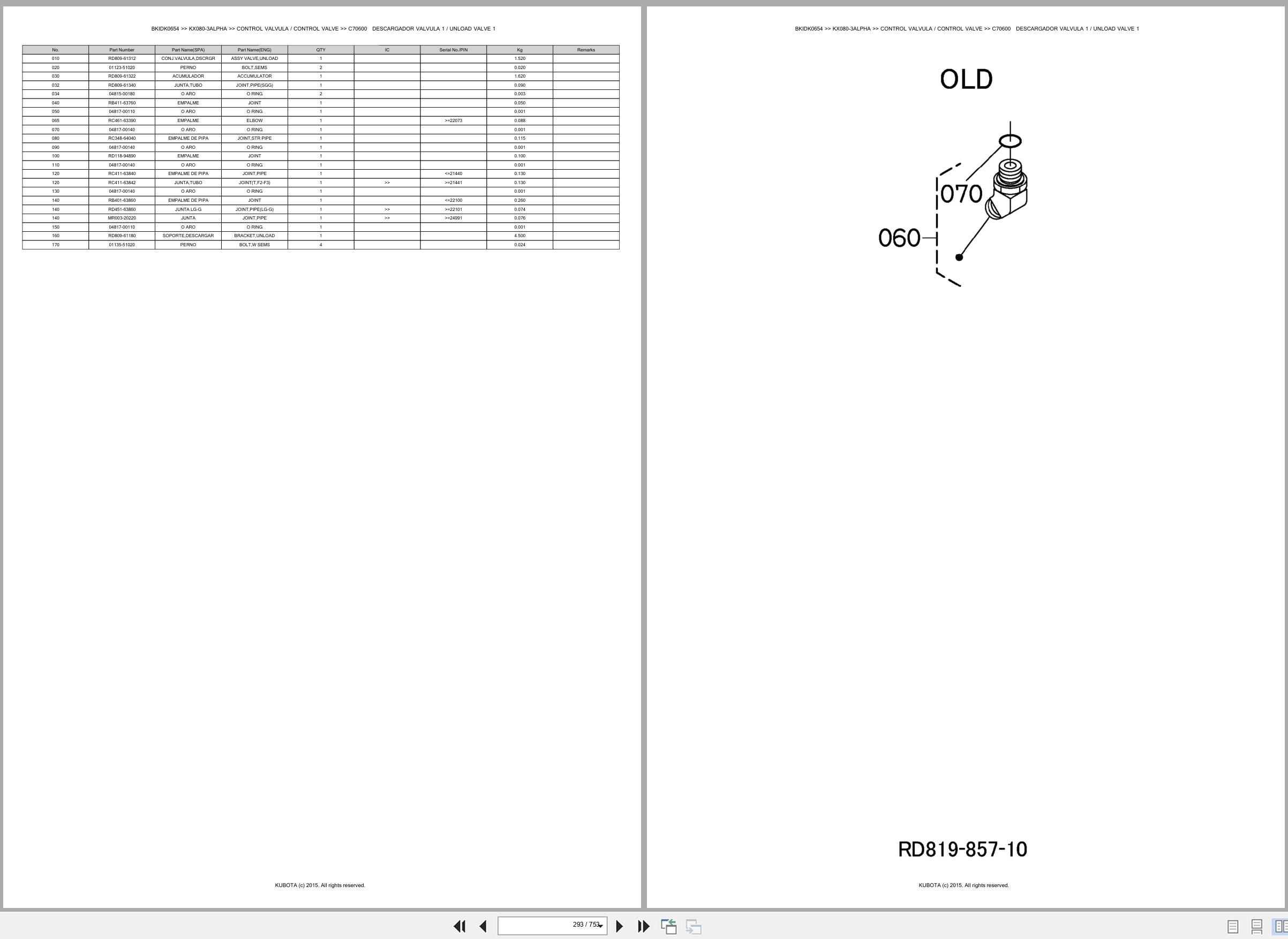Kubota Excavator KX080 3ALPHA Spare Parts Catalog EN ES (2)
