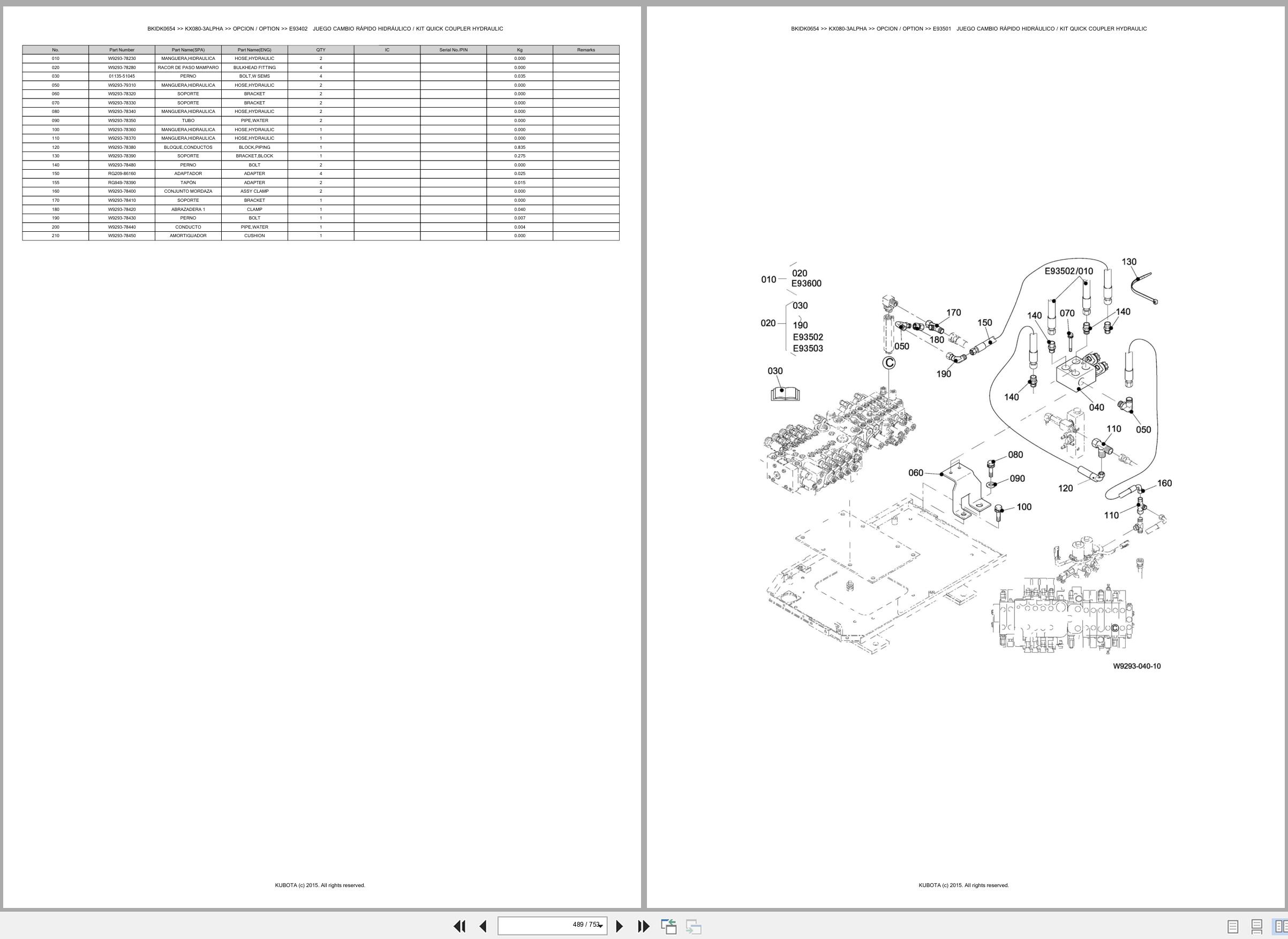 Kubota Excavator KX080 3ALPHA Spare Parts Catalog EN ES (3)