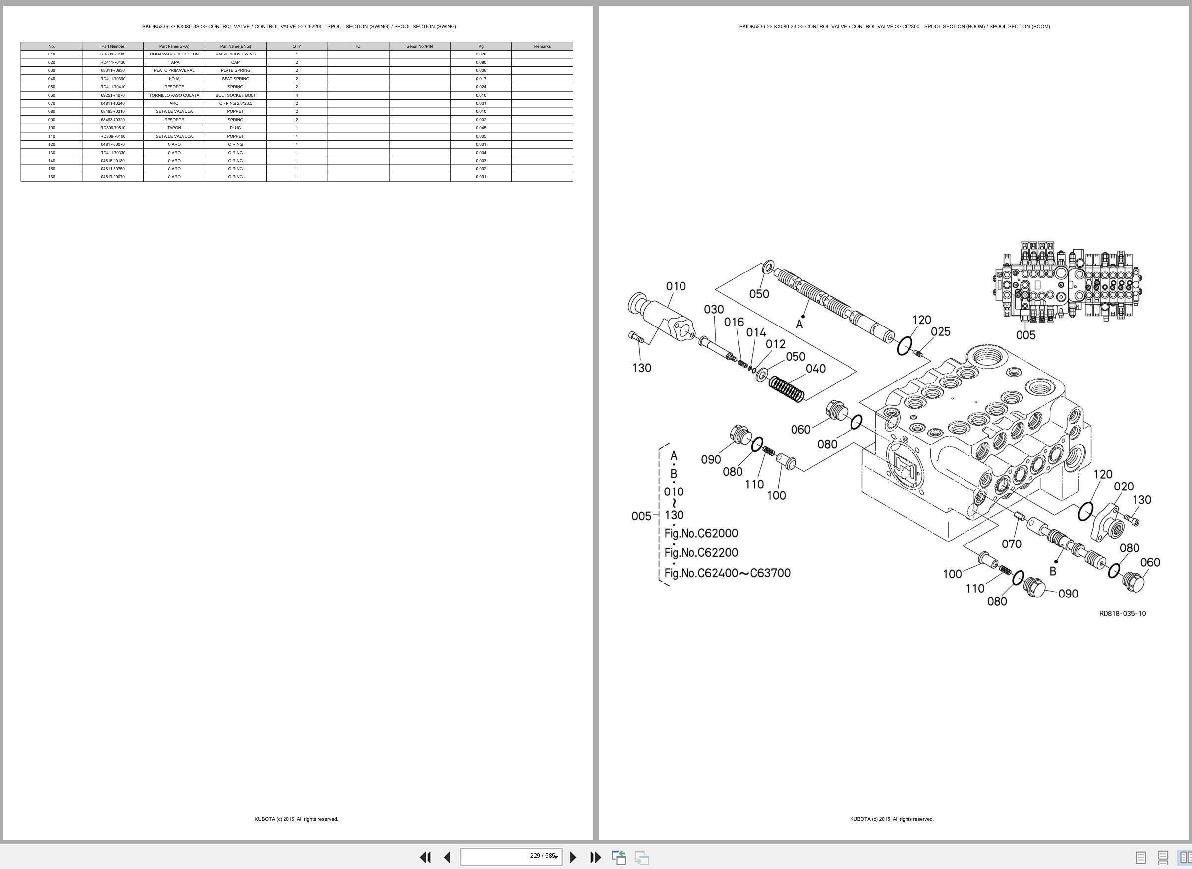 Kubota Excavator KX080 3S Only For Asian Market Spare Parts Catalog EN ES (2)