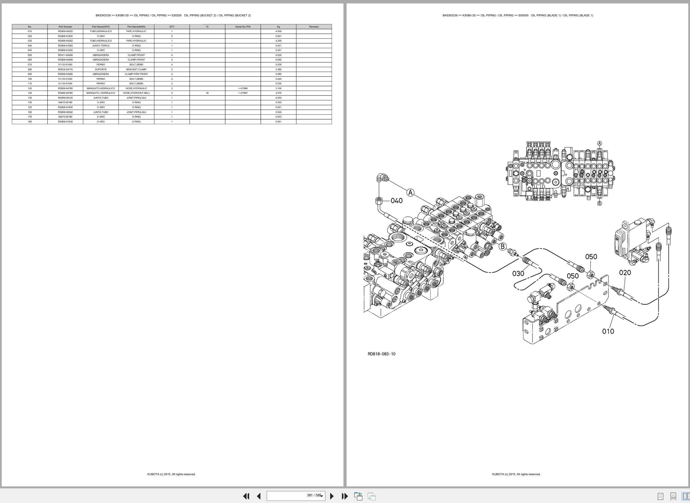 Kubota Excavator KX080 3S Only For Asian Market Spare Parts Catalog EN ES (3)