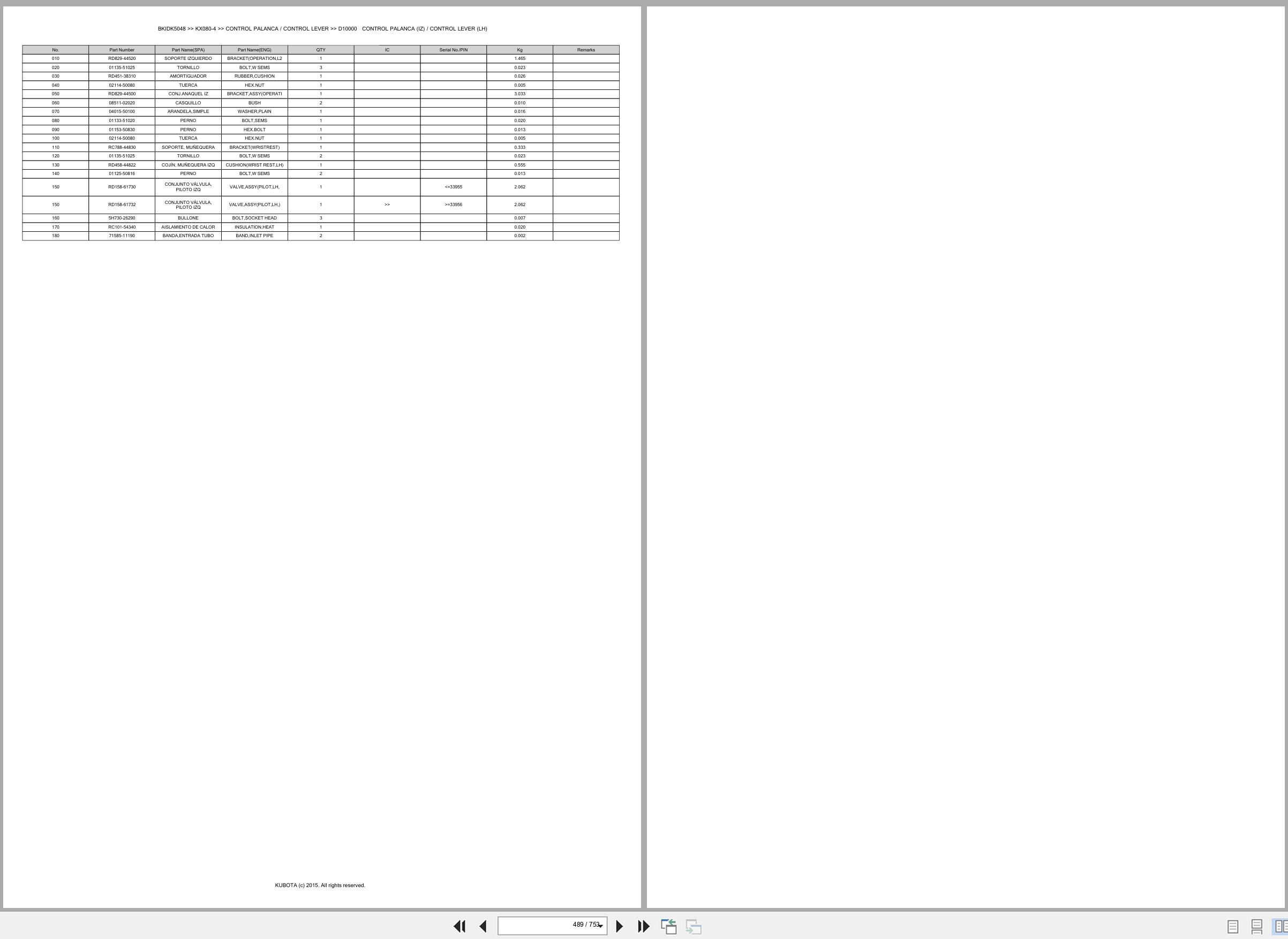 Kubota Excavator KX080 4 Spare Parts Catalog EN ES (3)