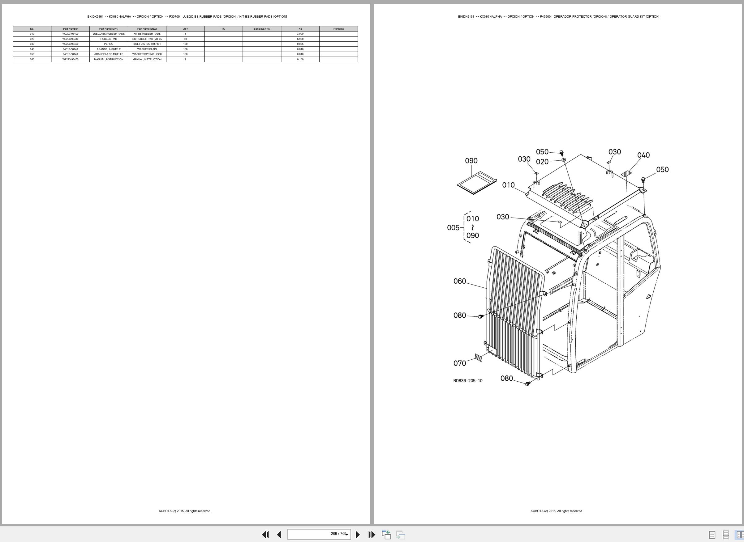 Kubota Excavator KX080 4ALPHA Spare Parts Catalog EN ES (2)