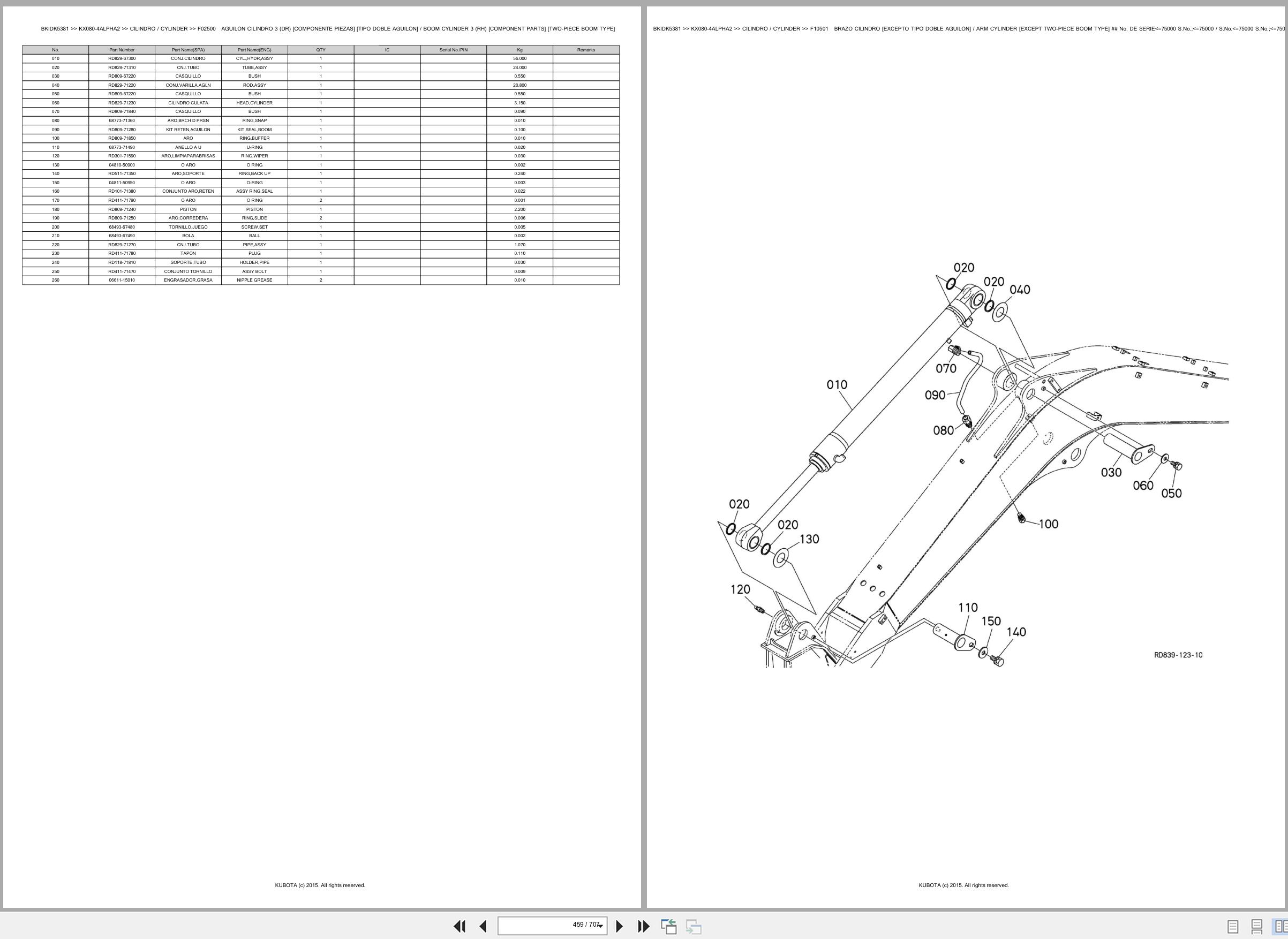 Kubota Excavator KX080 4ALPHA2 Spare Parts Catalog EN ES (3)