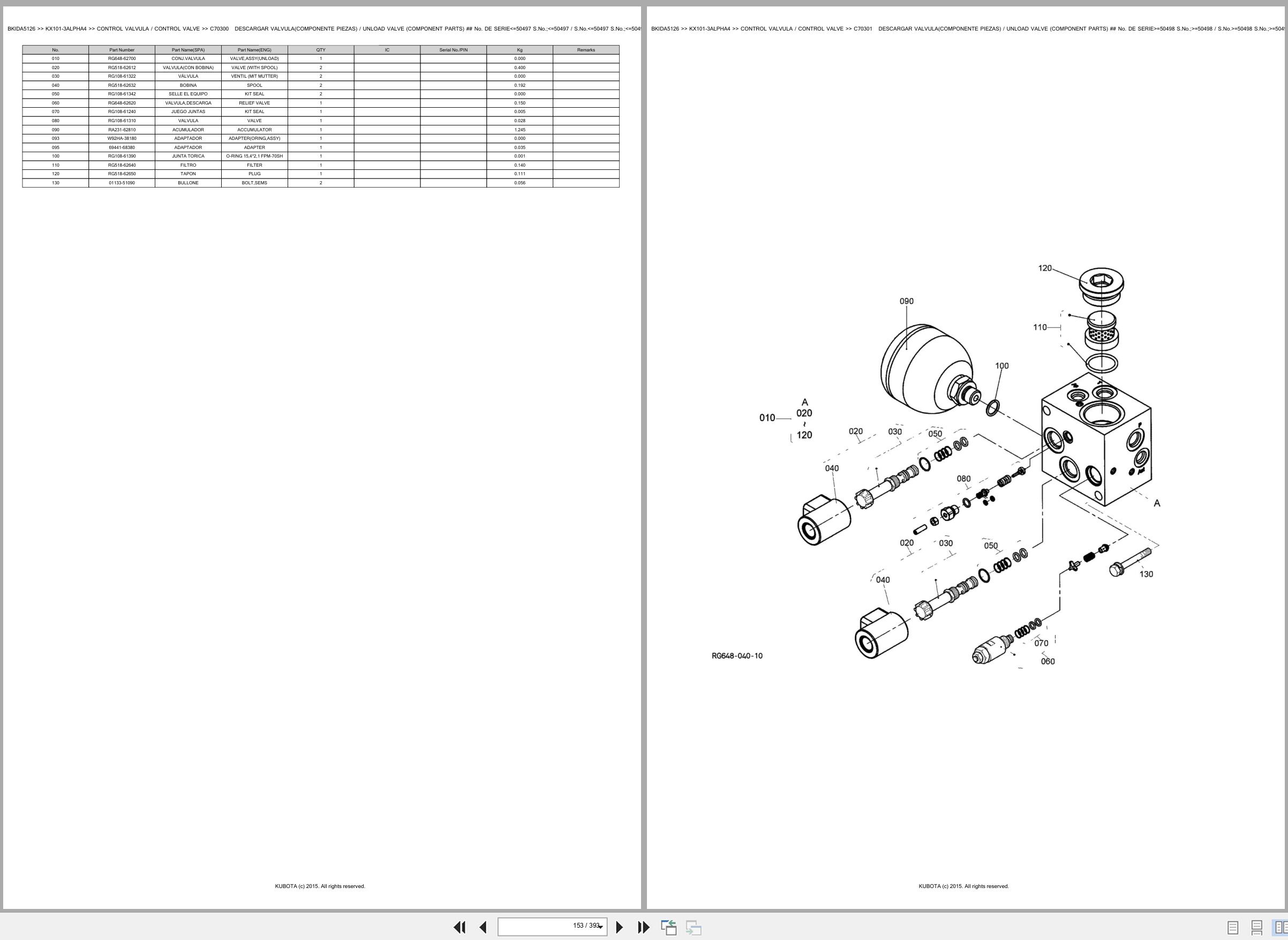 Kubota Excavator KX101 3ALPHA4 Spare Parts Catalog EN ES (2)