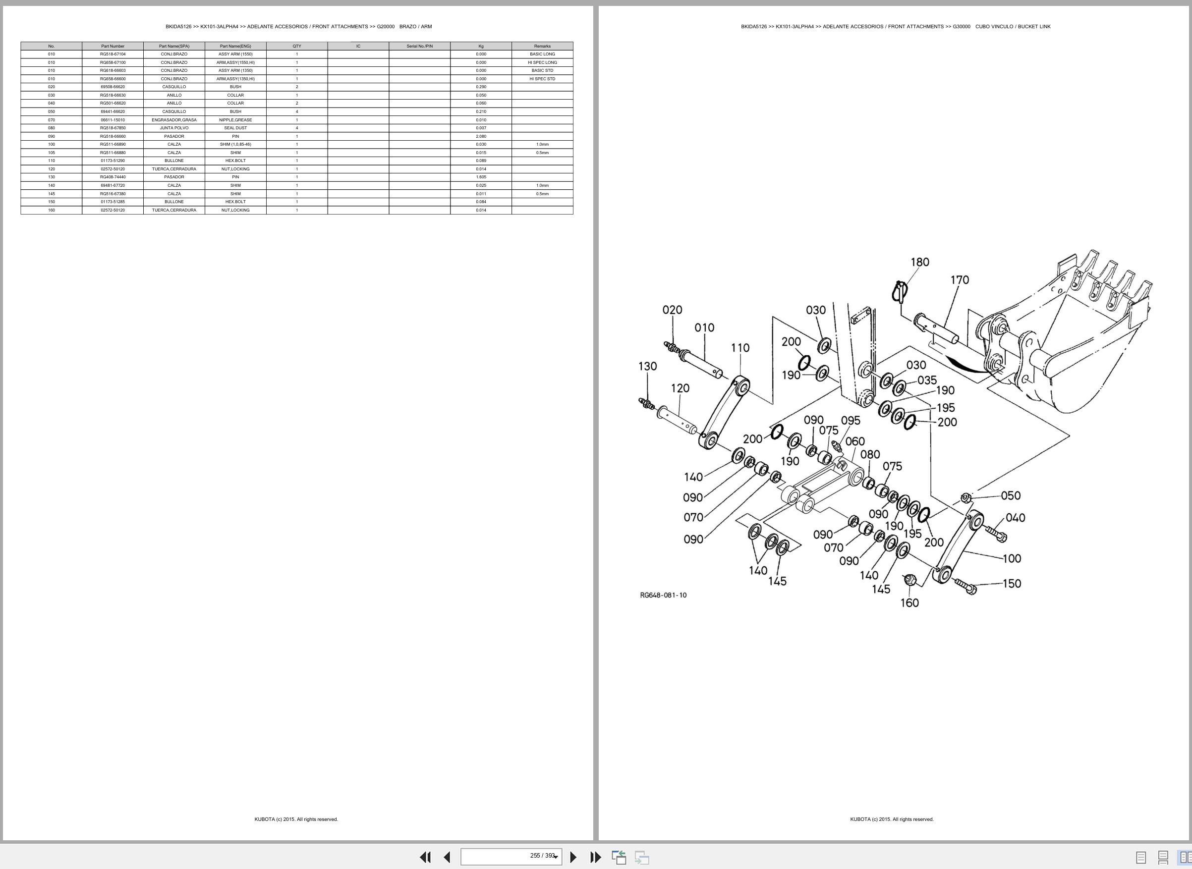 Kubota Excavator KX101 3ALPHA4 Spare Parts Catalog EN ES (3)