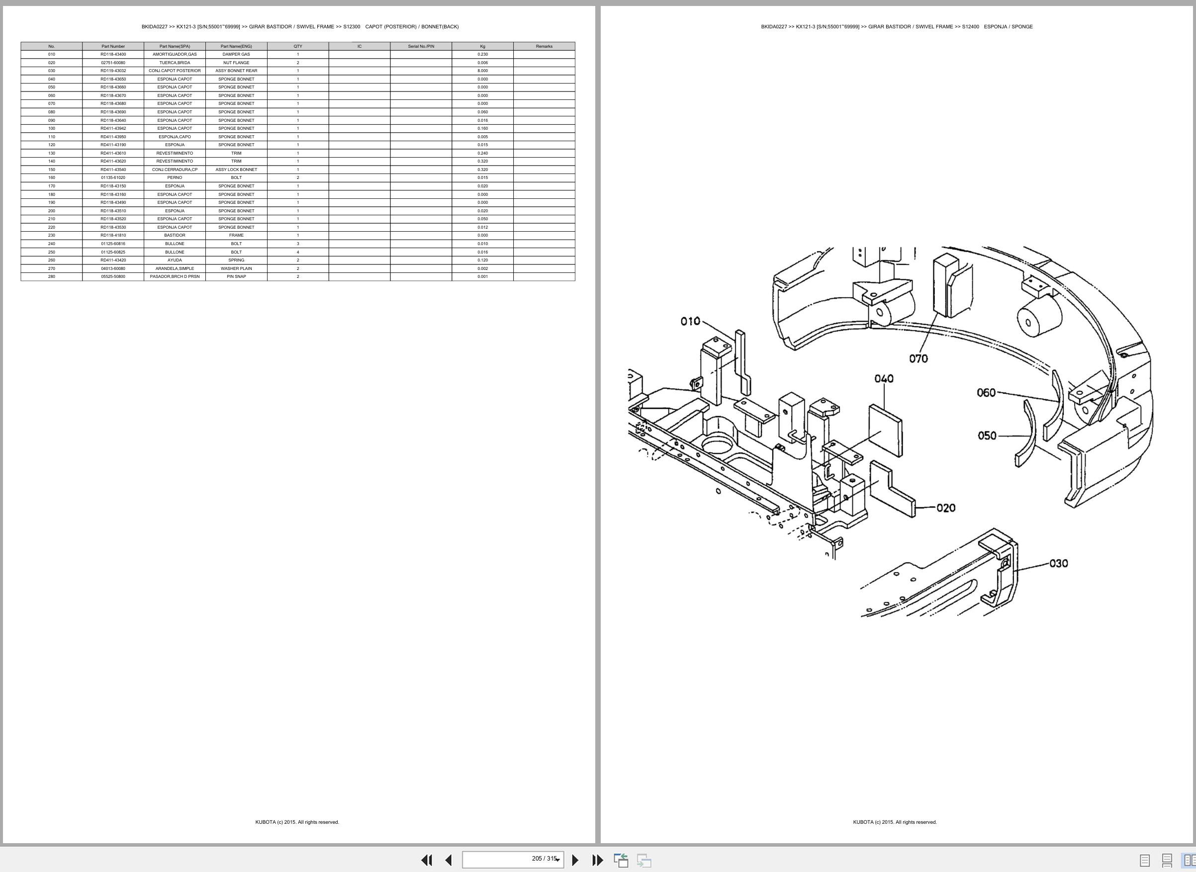 Kubota Excavator KX121 3 55001 69999 Spare Parts Catalog EN ES (3)