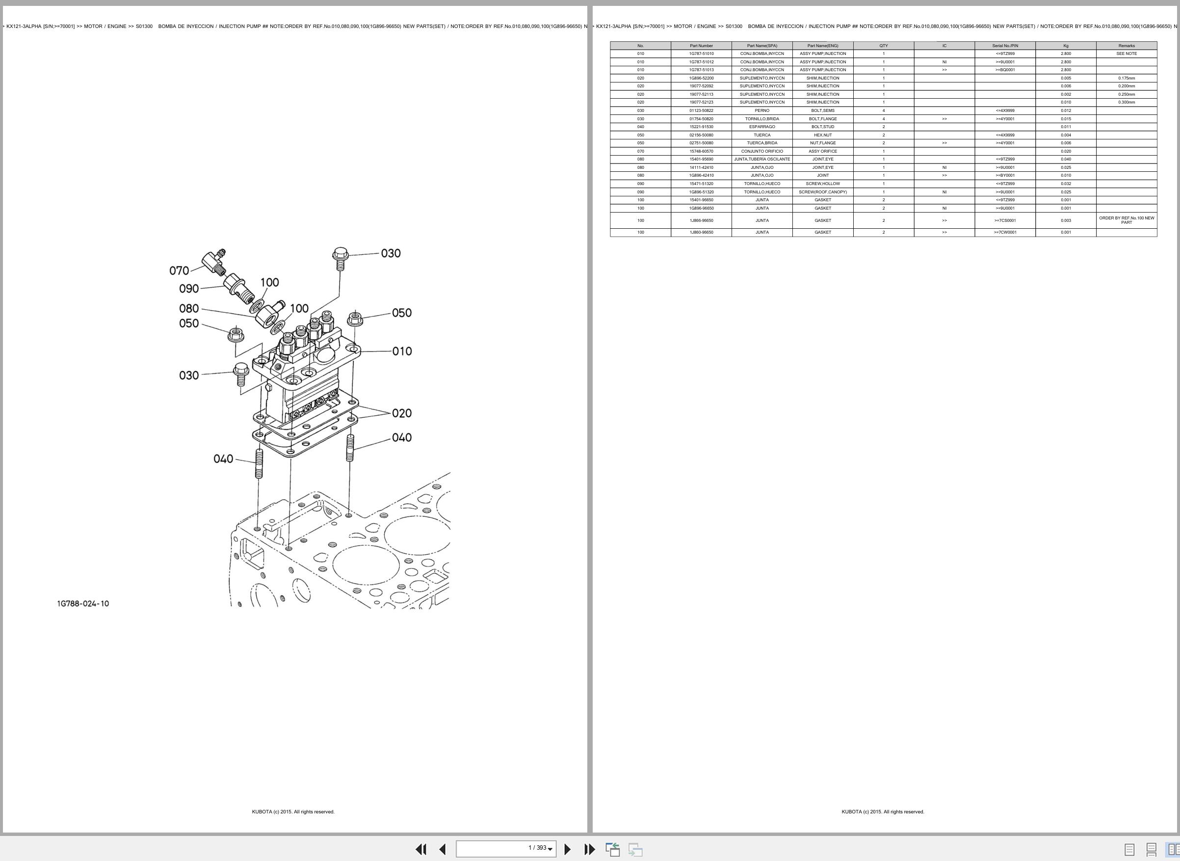 Kubota Excavator KX121 3ALPHA 70001 Spare Parts Catalog EN ES (1)