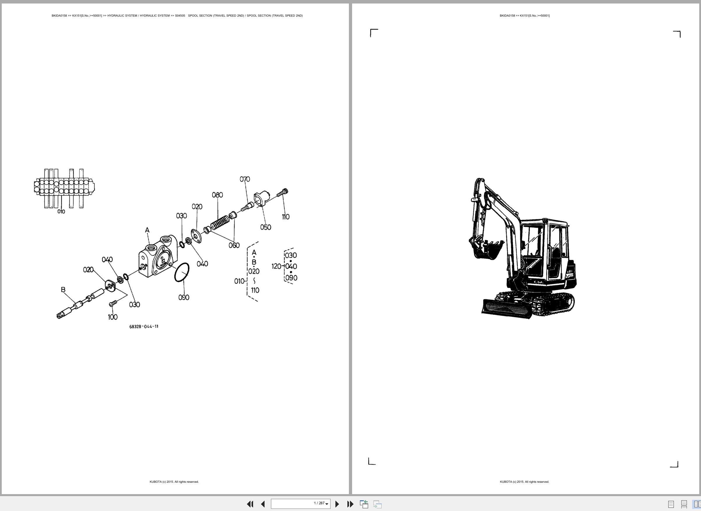 Kubota Excavator KX151 50001 Spare Parts Catalog EN ES (1)