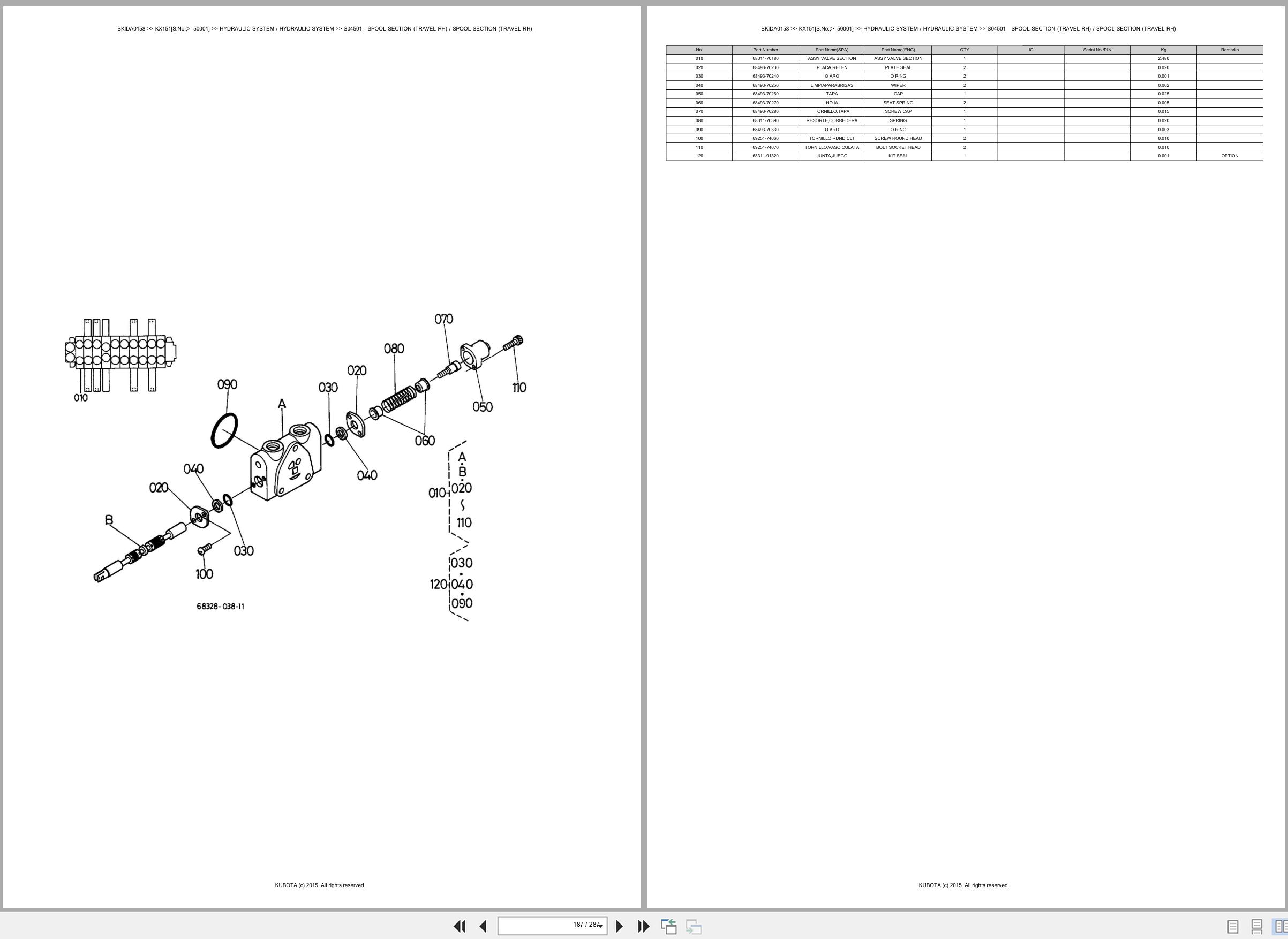 Kubota Excavator KX151 50001 Spare Parts Catalog EN ES (3)