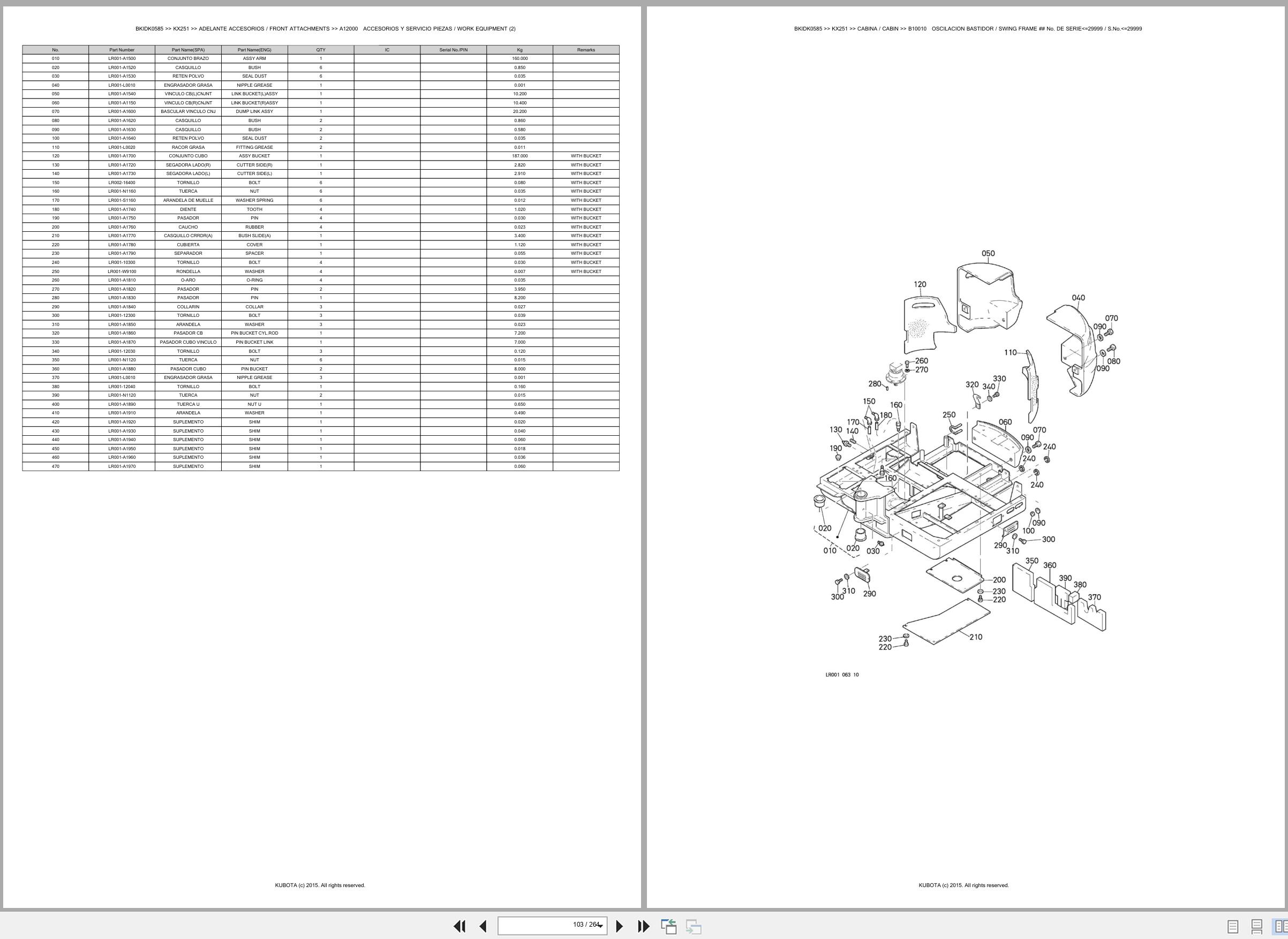 Kubota Excavator KX251 Spare Parts Catalog EN ES (2)