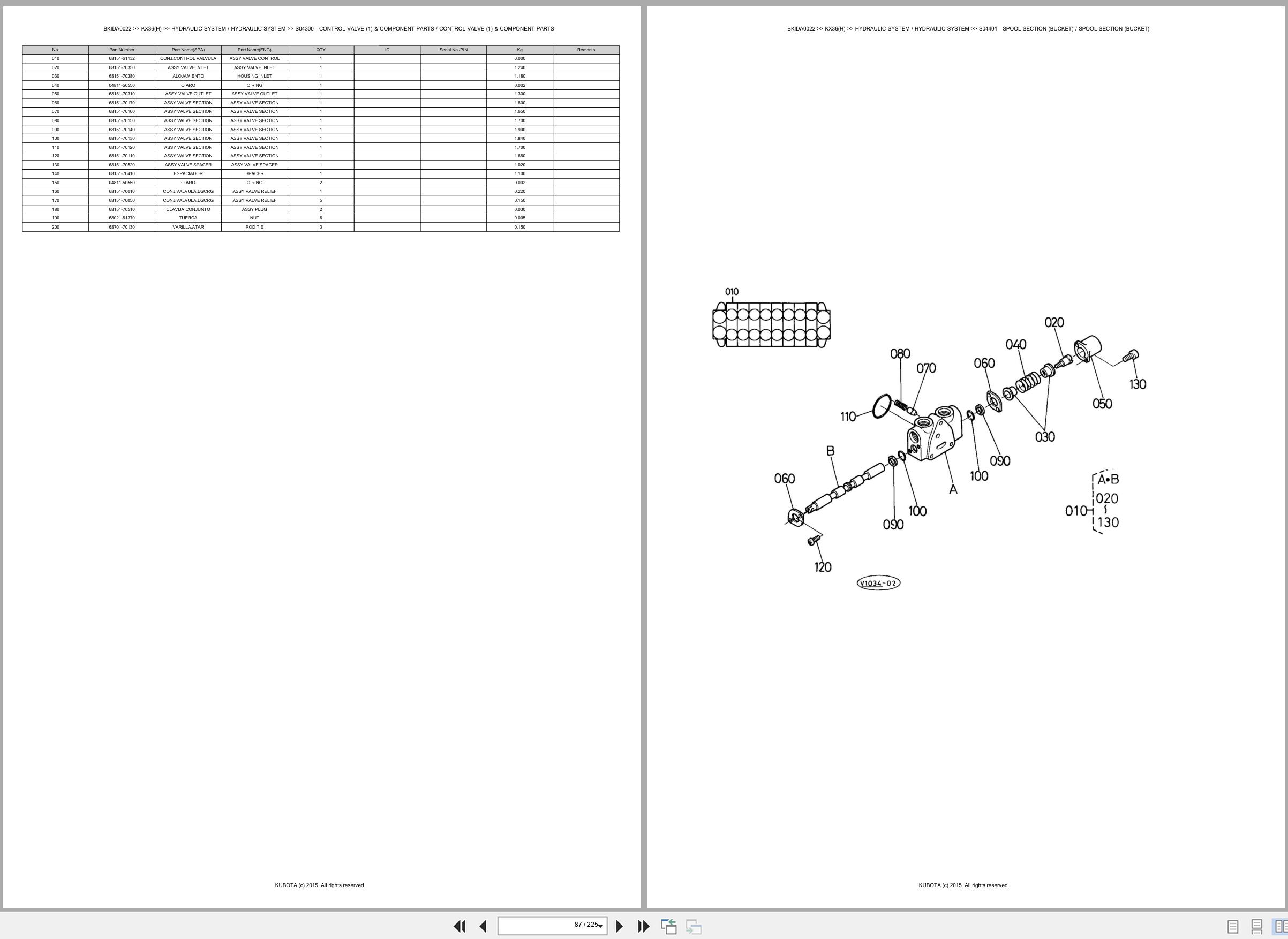 Kubota Excavator KX36 KX36H Spare Parts Catalog EN ES (2)