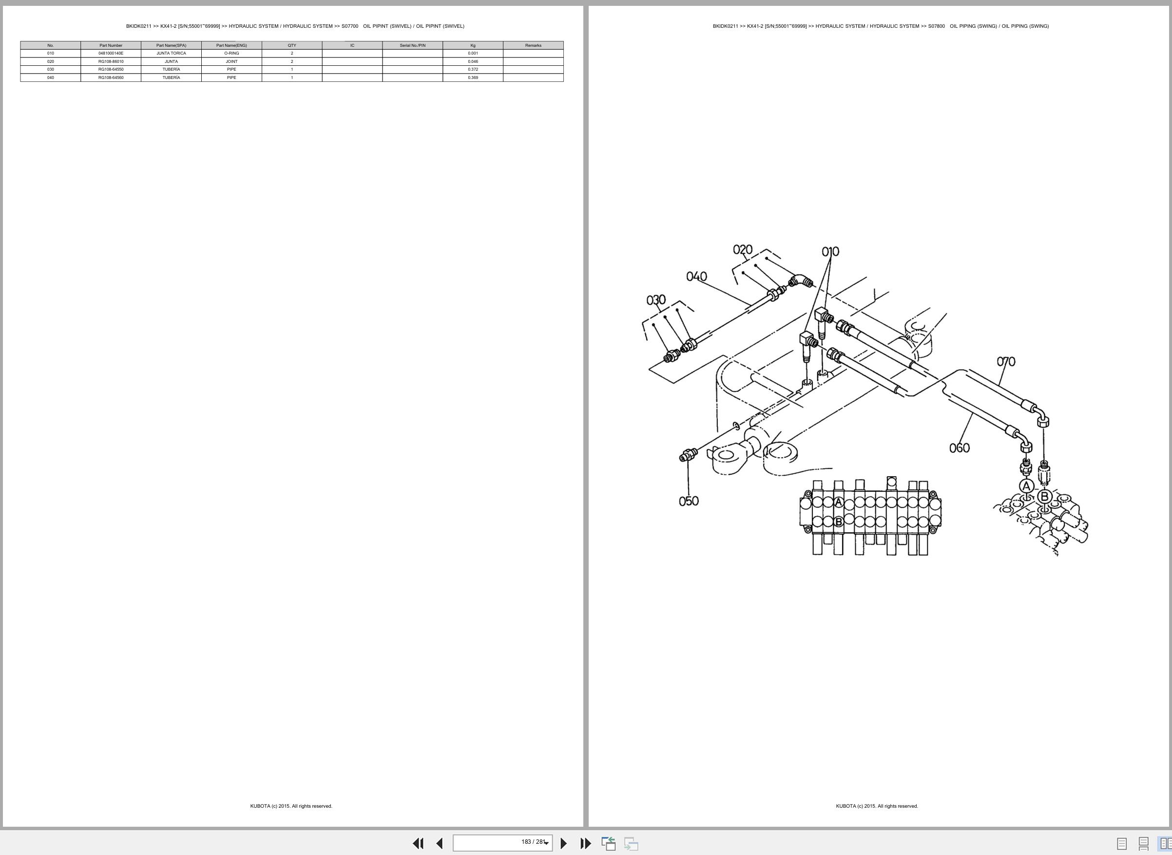Kubota Excavator KX41 2 55001 69999 Spare Parts Catalog EN ES (3)