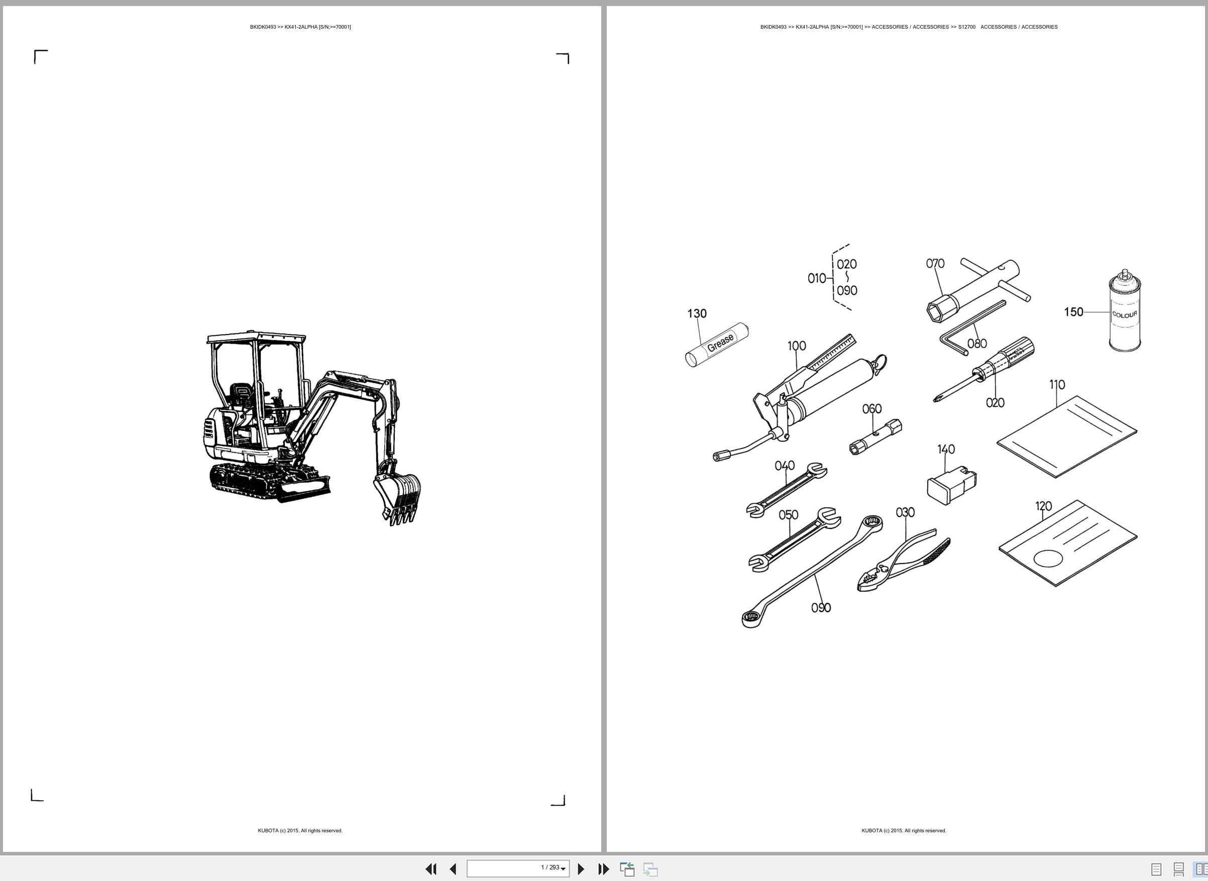 Kubota Excavator KX41 2ALPHA 70001 Spare Parts Catalog EN ES (1)