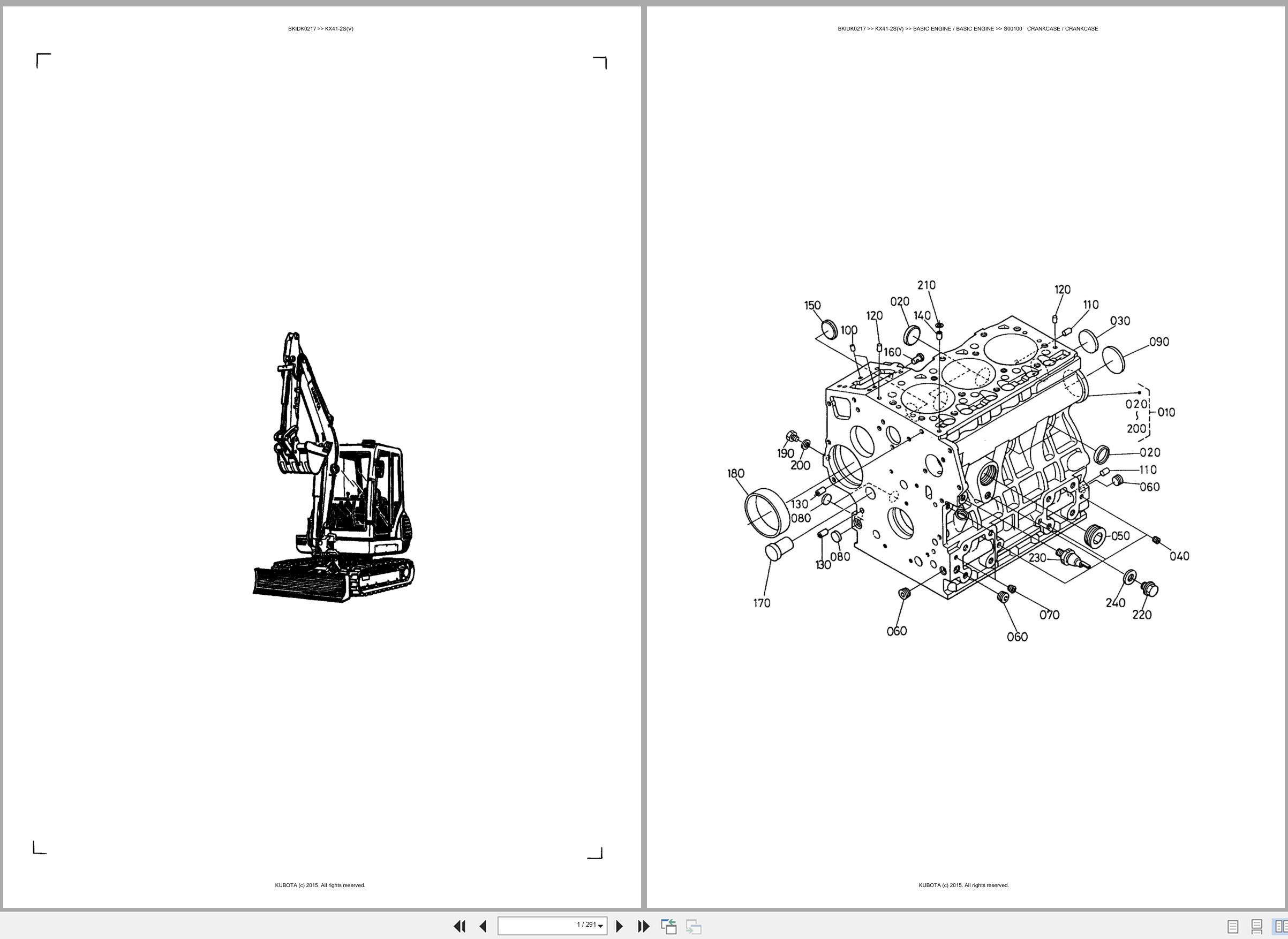 Kubota Excavator KX41 2S KX41 2SV Spare Parts Catalog EN ES (1)
