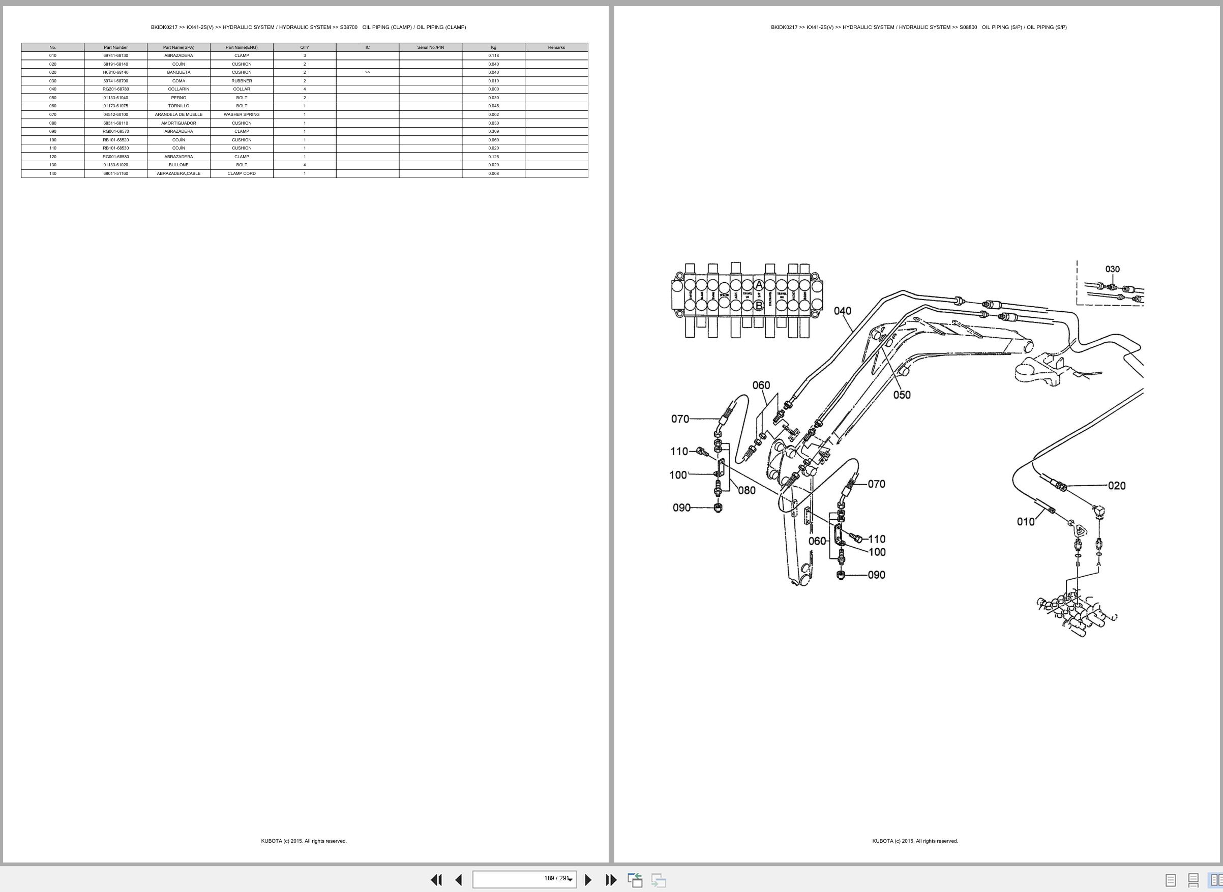 Kubota Excavator KX41 2S KX41 2SV Spare Parts Catalog EN ES (3)