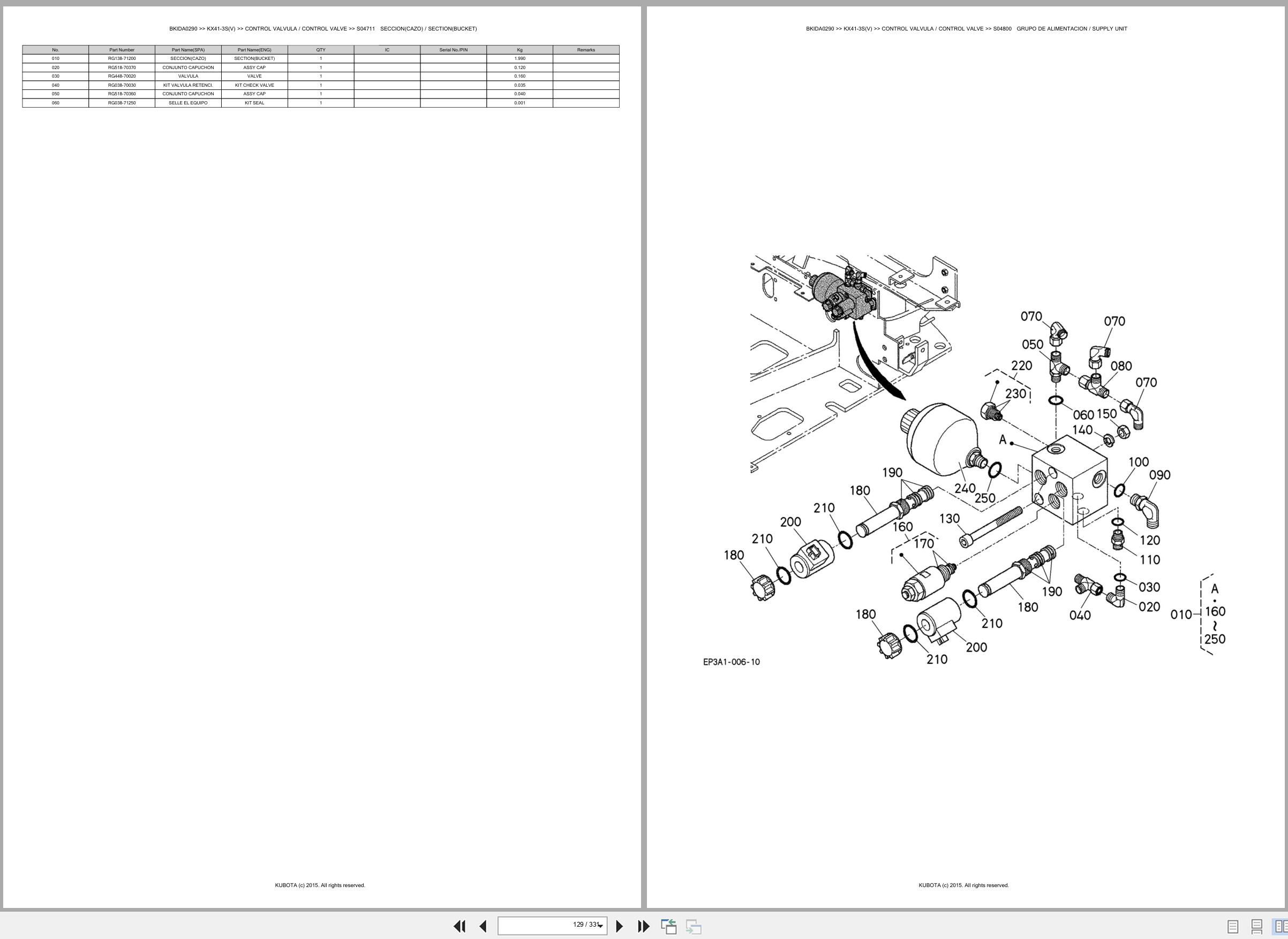 Kubota Excavator KX41 3S KX41 3SV Spare Parts Catalog EN ES (2)