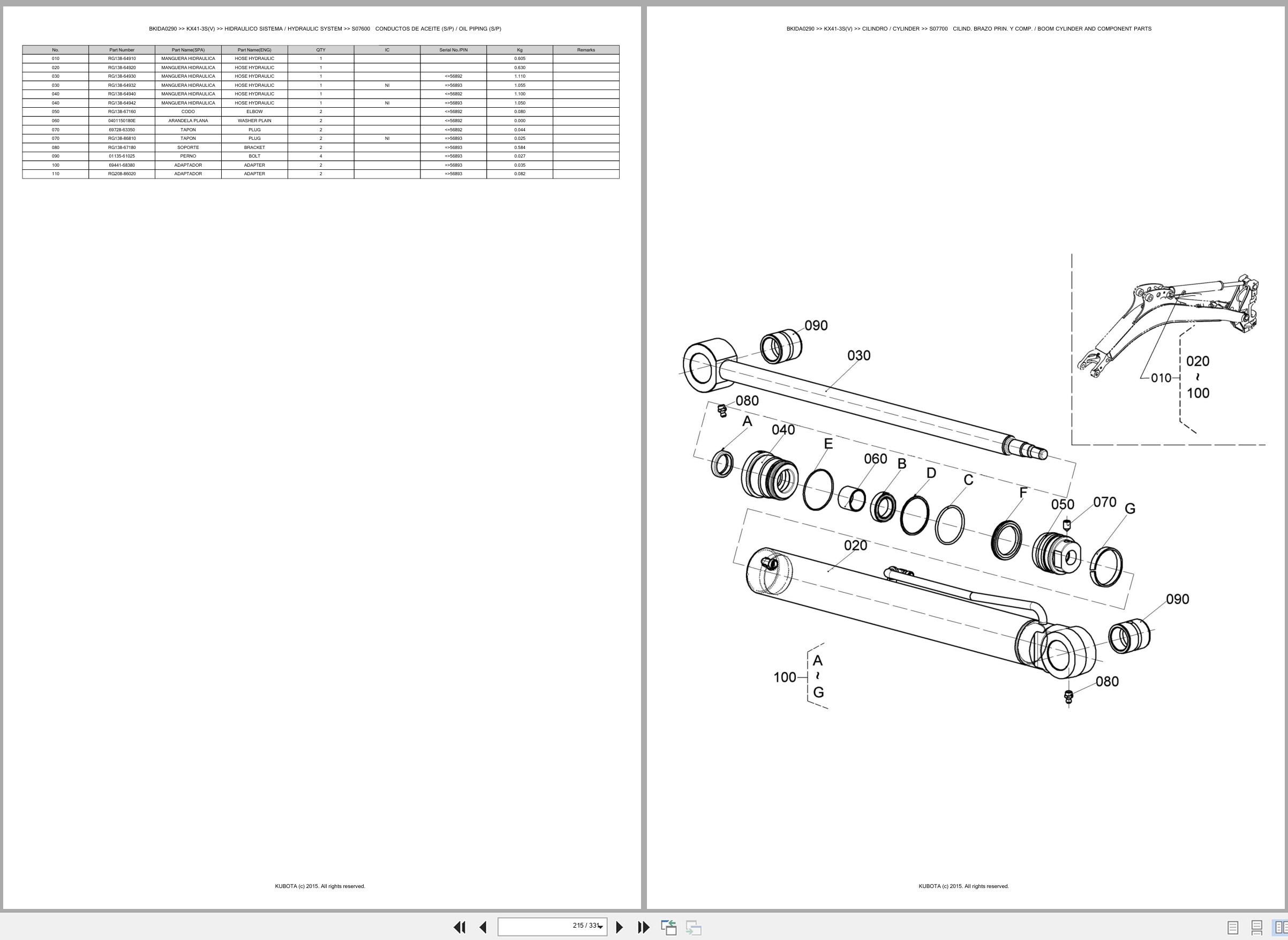 Kubota Excavator KX41 3S KX41 3SV Spare Parts Catalog EN ES (3)