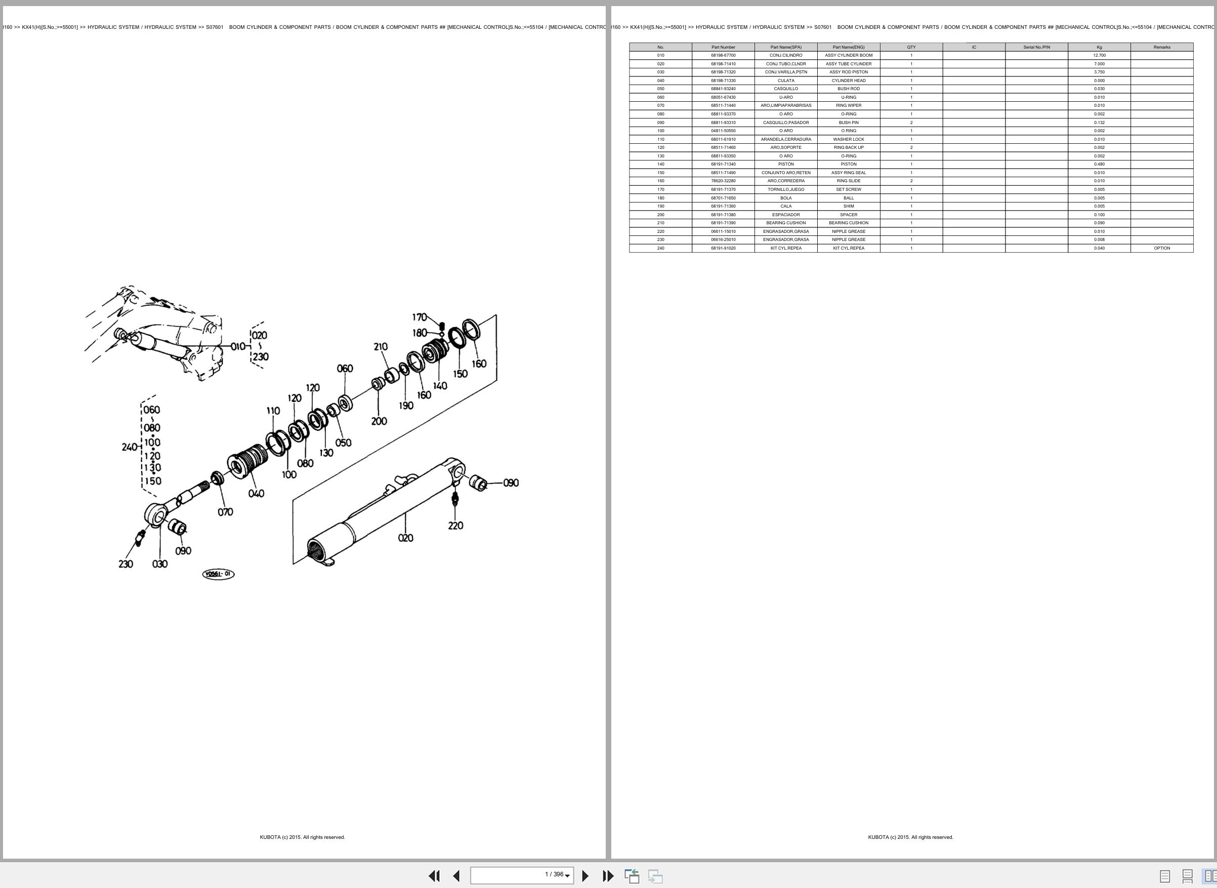 Kubota Excavator KX41 KX41H 55001 Spare Parts Catalog EN ES (1)