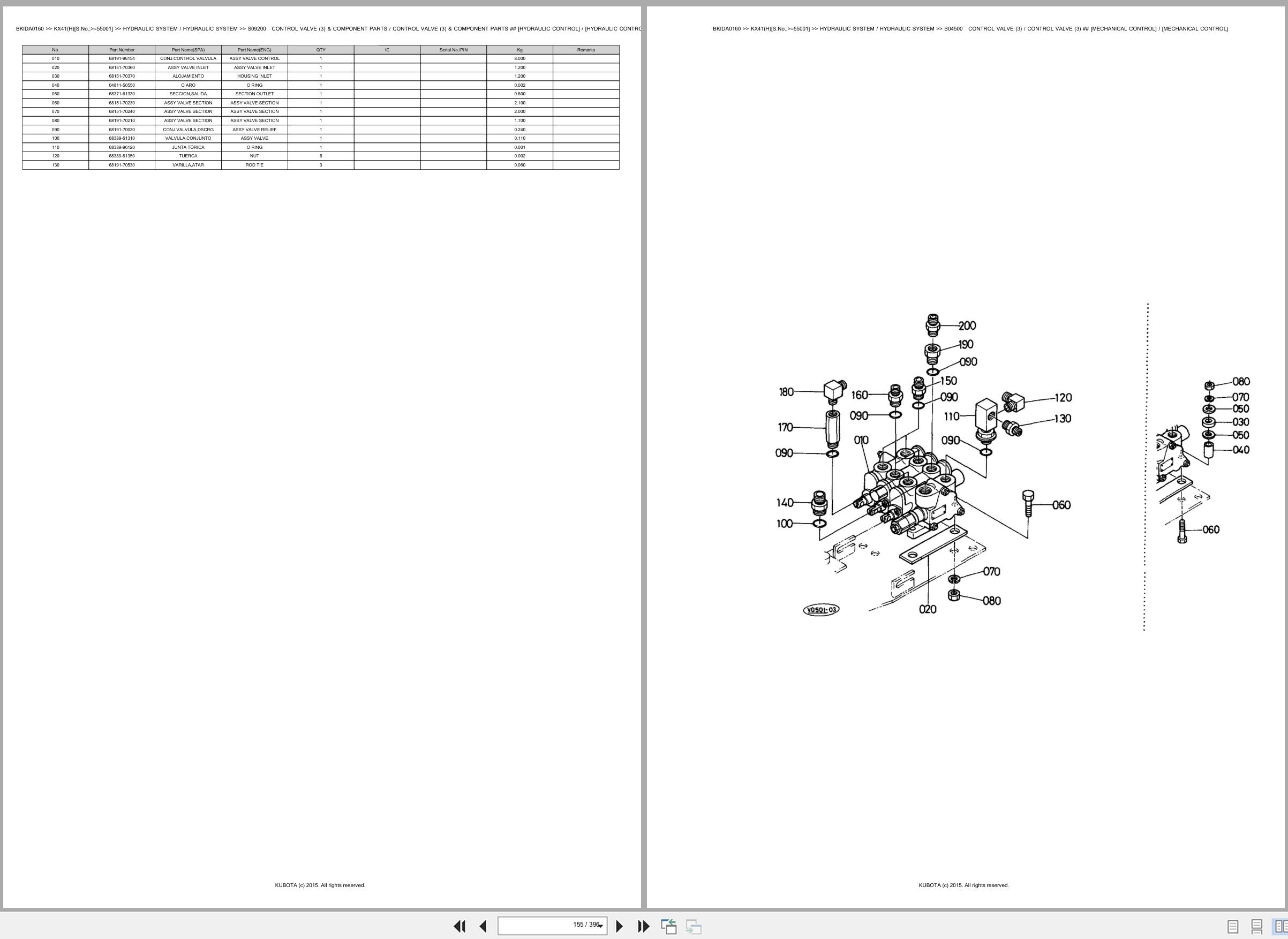 Kubota Excavator KX41 KX41H 55001 Spare Parts Catalog EN ES (2)