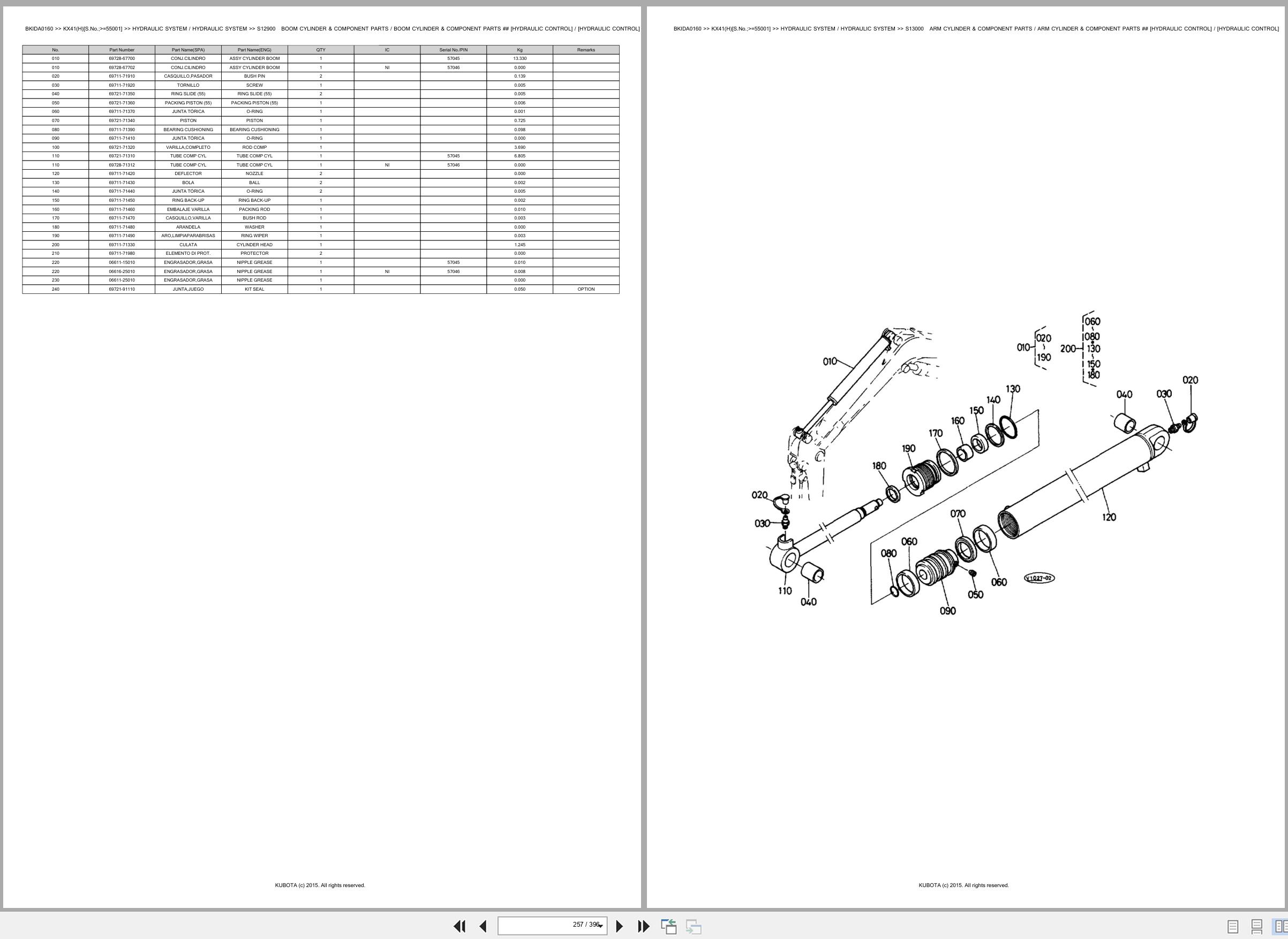 Kubota Excavator KX41 KX41H 55001 Spare Parts Catalog EN ES (3)