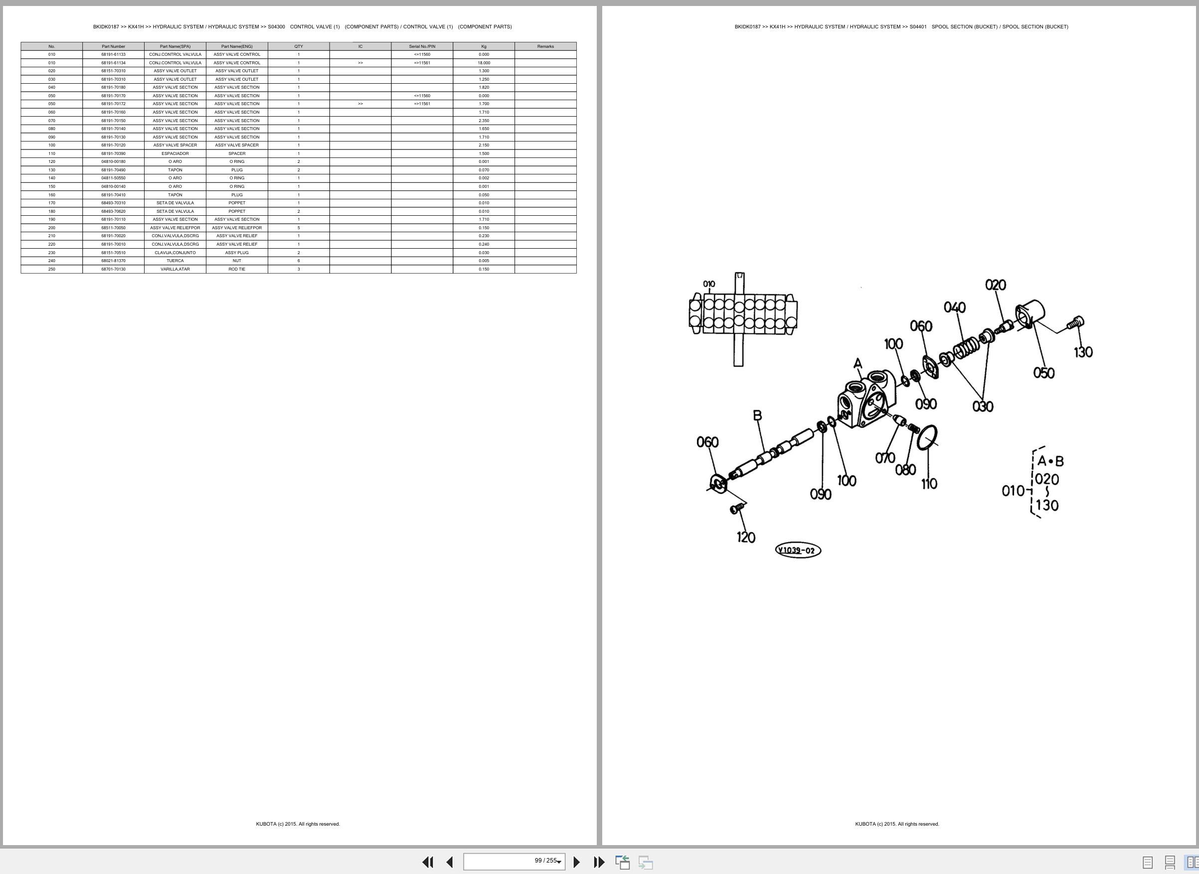 Kubota Excavator KX41H Spare Parts Catalog EN ES (2)