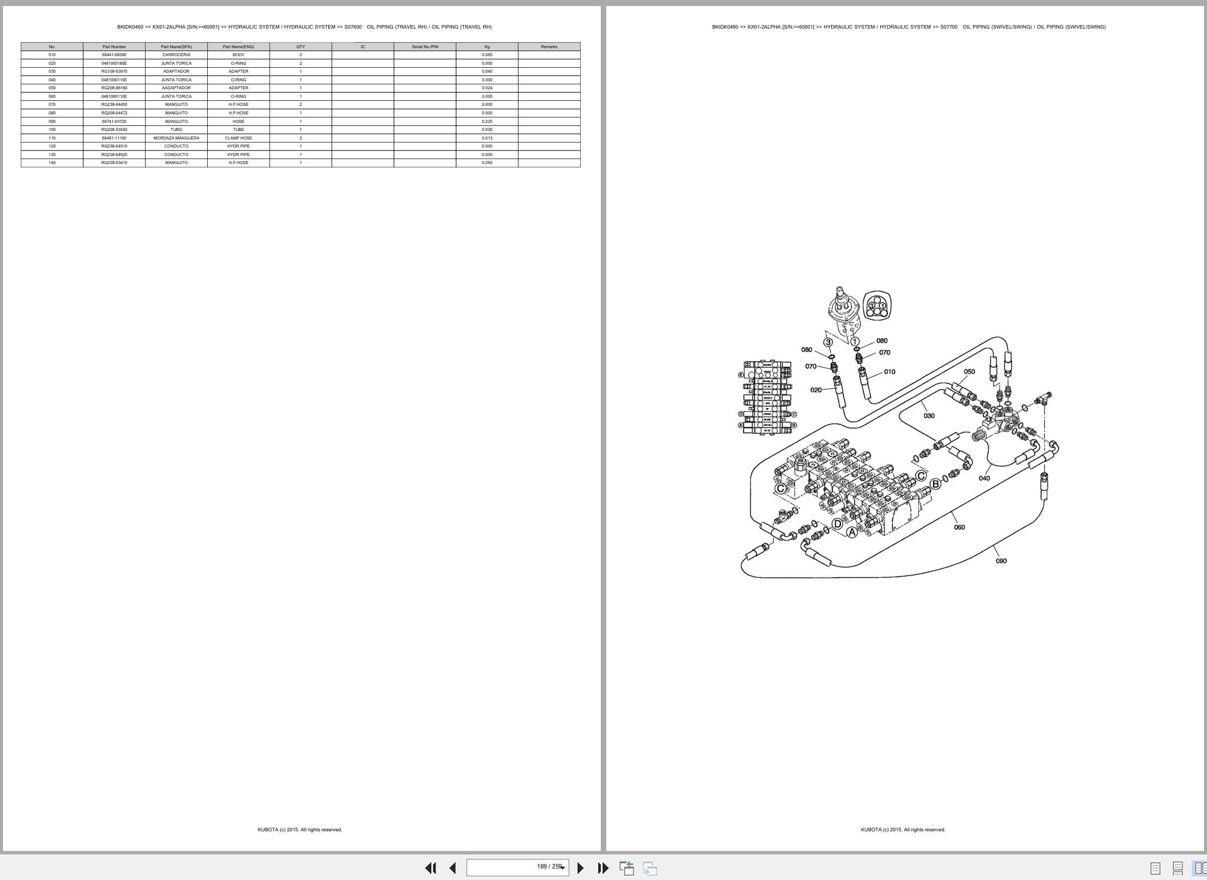 Kubota Excavator KX61 2ALPHA 60001 Spare Parts Catalog EN ES (3)