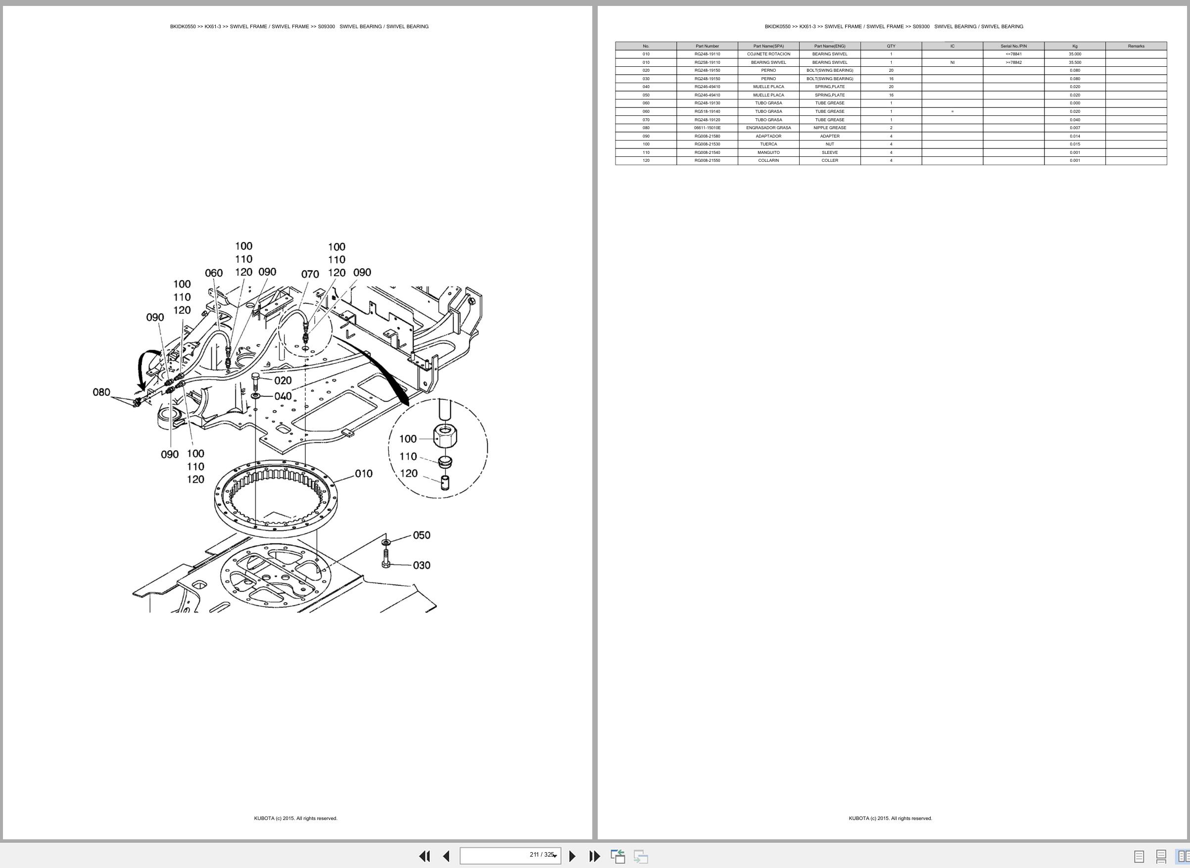 Kubota Excavator KX61 3 Spare Parts Catalog EN ES (3)