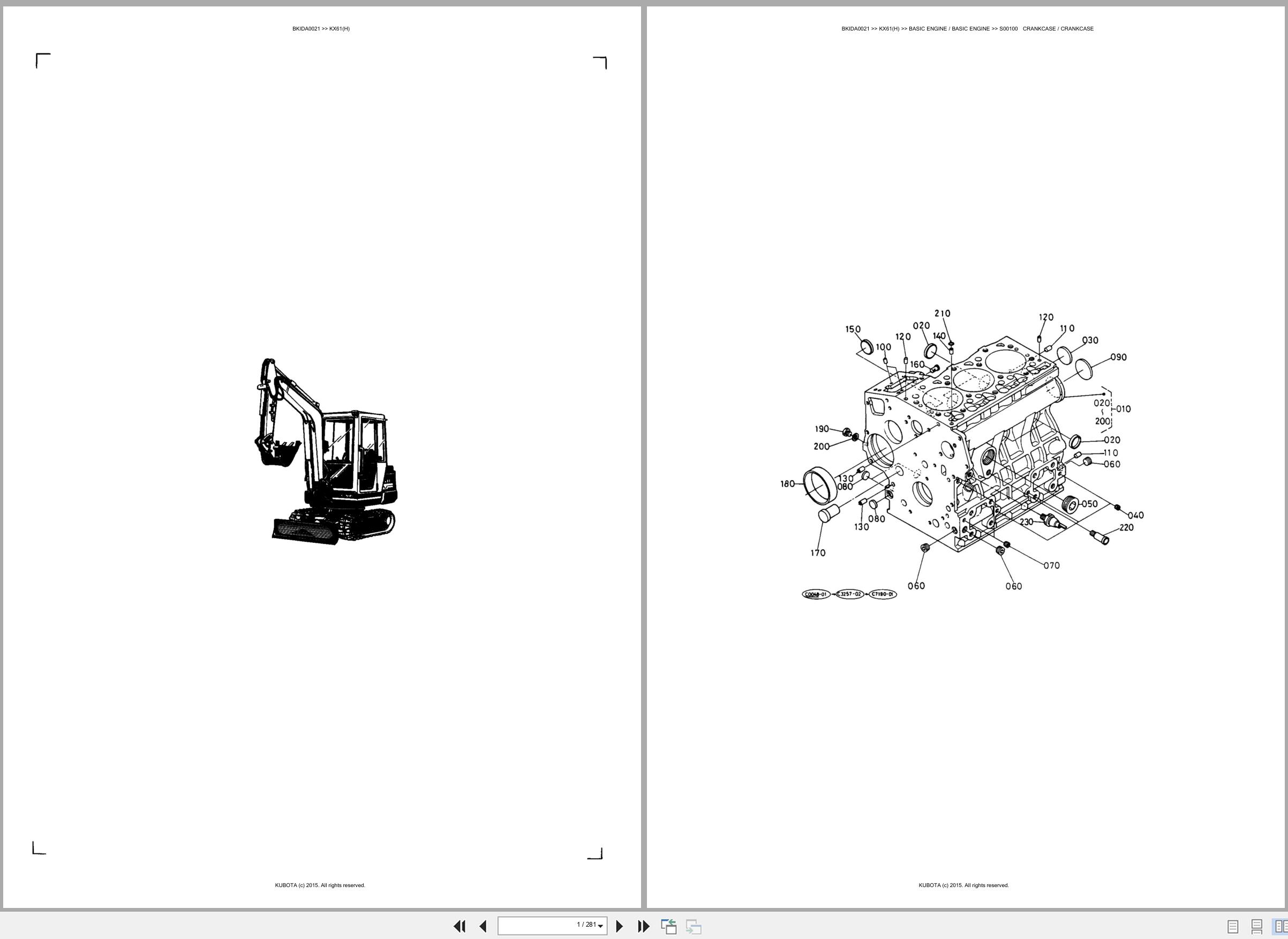 Kubota Excavator KX61 KX61H Spare Parts Catalog EN ES (1)