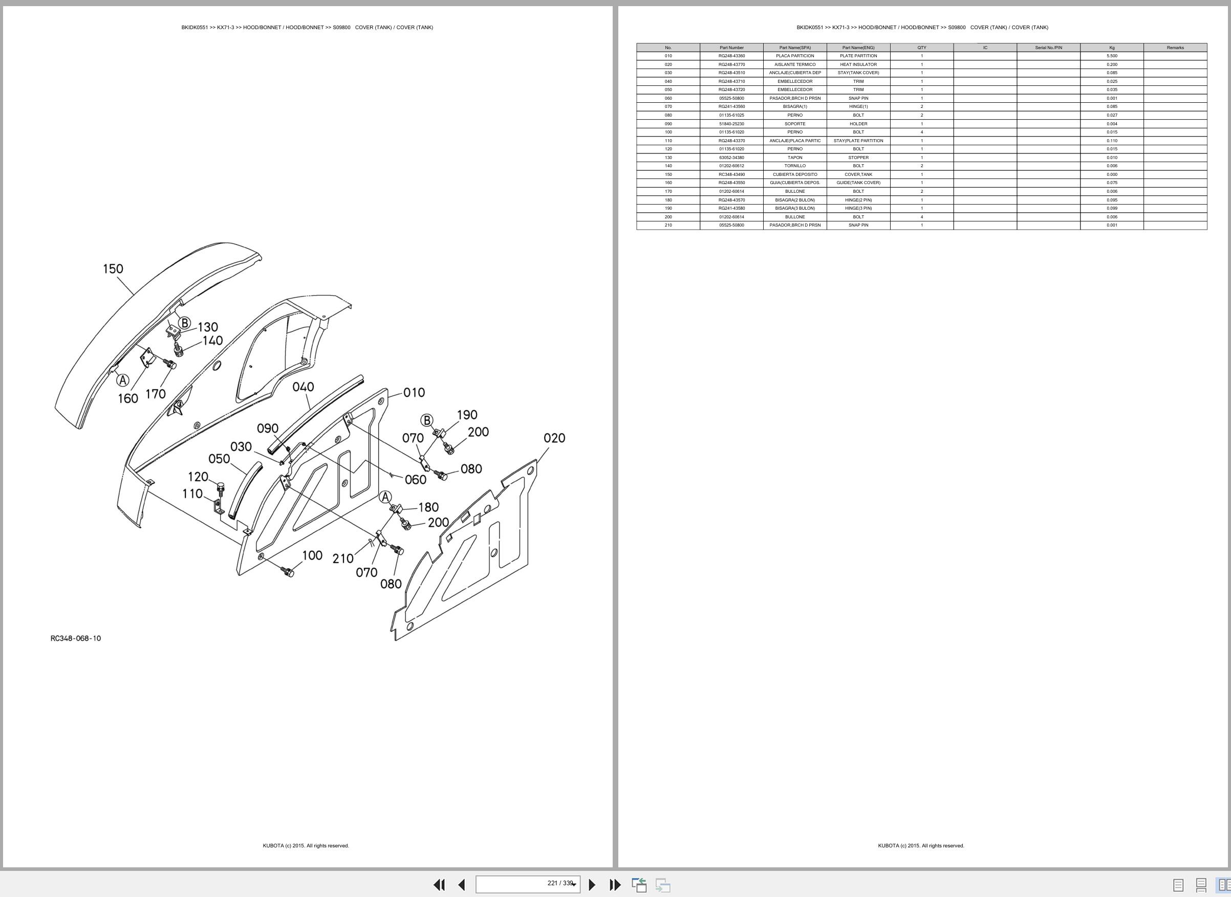 Kubota Excavator KX71 3 Spare Parts Catalog EN ES (3)