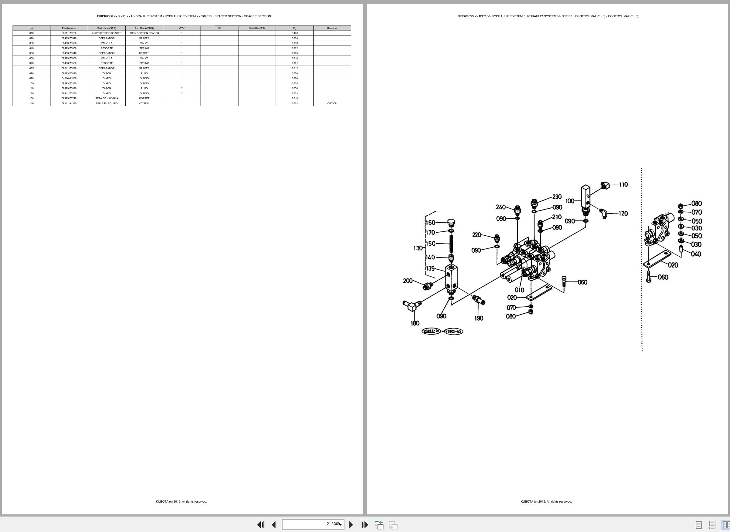 Kubota Excavator KX71 Spare Parts Catalog EN ES (2)